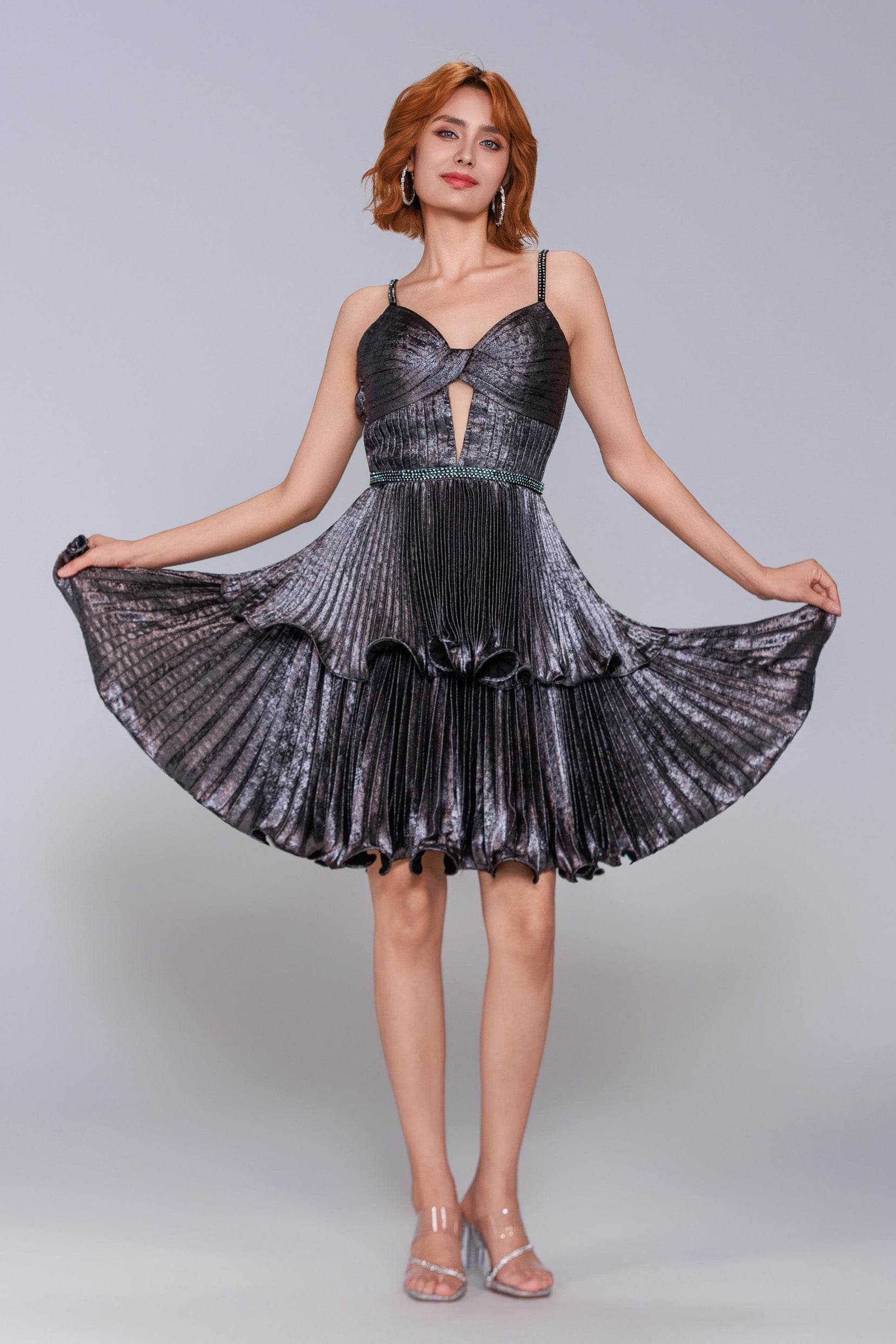 A-Line Mini Metallic Homecoming Dress CS0968