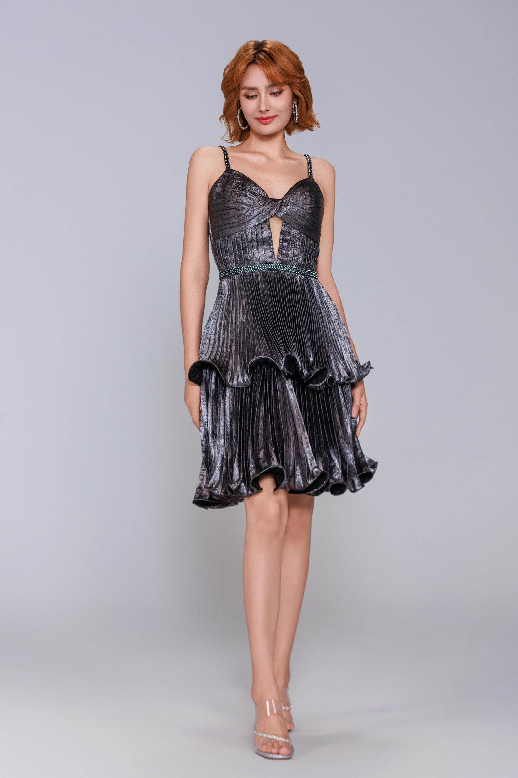 A-Line Mini Metallic Homecoming Dress CS0968
