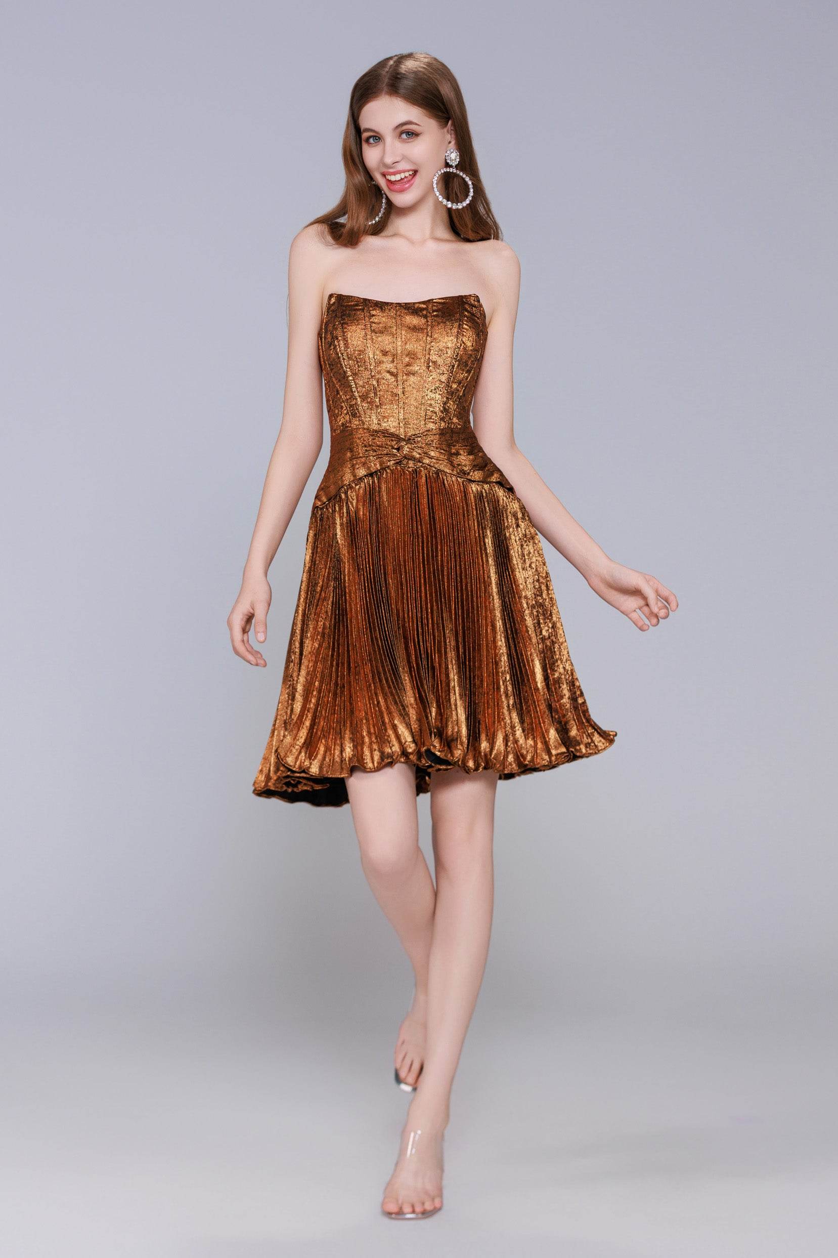 A-Line Mini Metallic Homecoming Dress CS0969