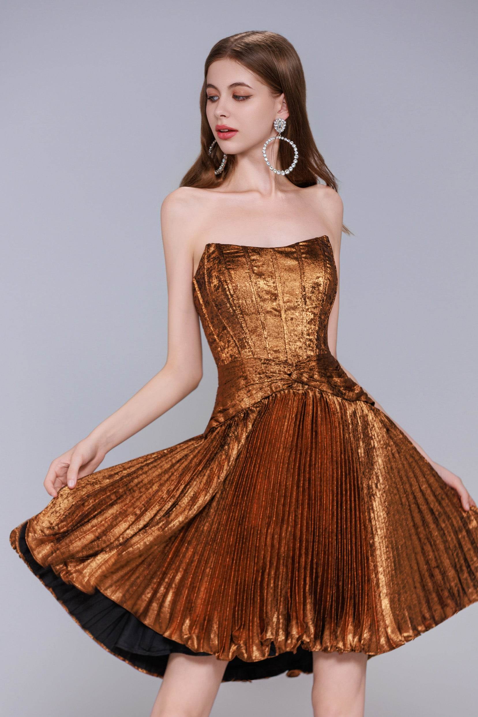 A-Line Mini Metallic Homecoming Dress CS0969