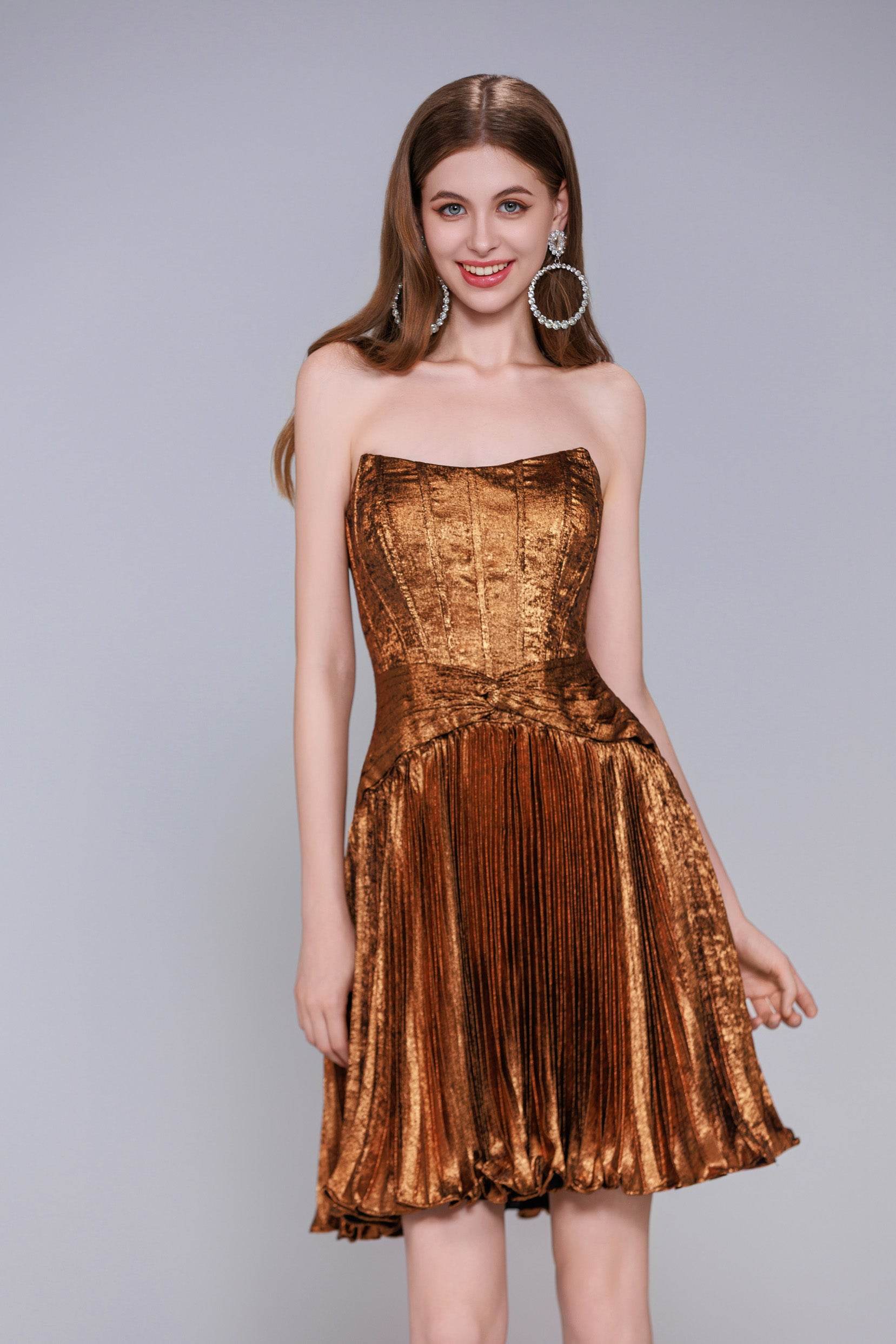 A-Line Mini Metallic Homecoming Dress CS0969
