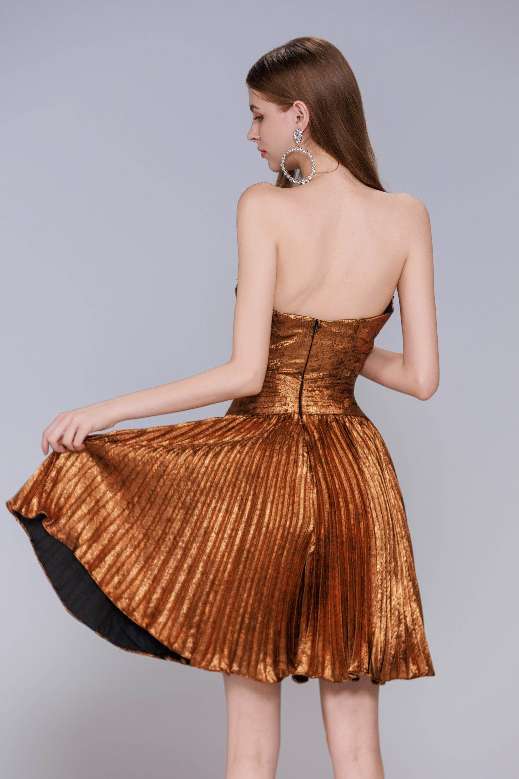 A-Line Mini Metallic Homecoming Dress CS0969
