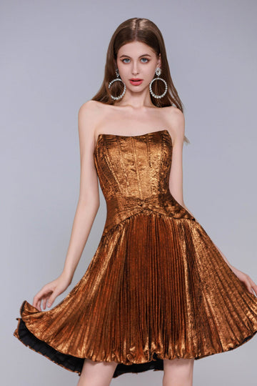 A-Line Mini Metallic Homecoming Dress CS0969