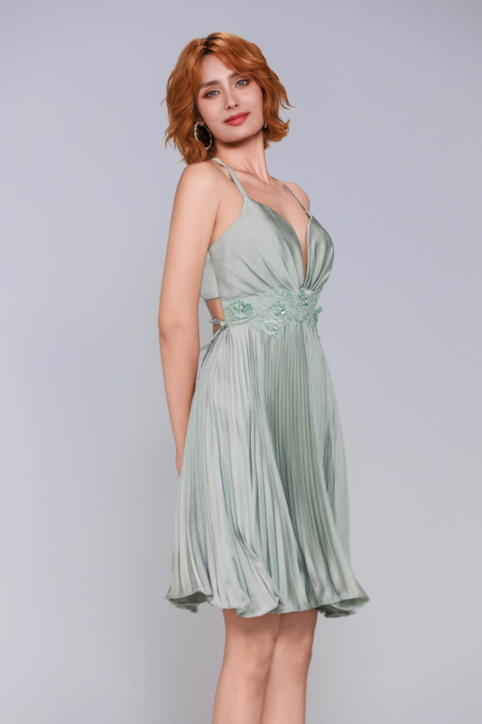 A-Line Mini Acetate Satin Homecoming Dress CS0972