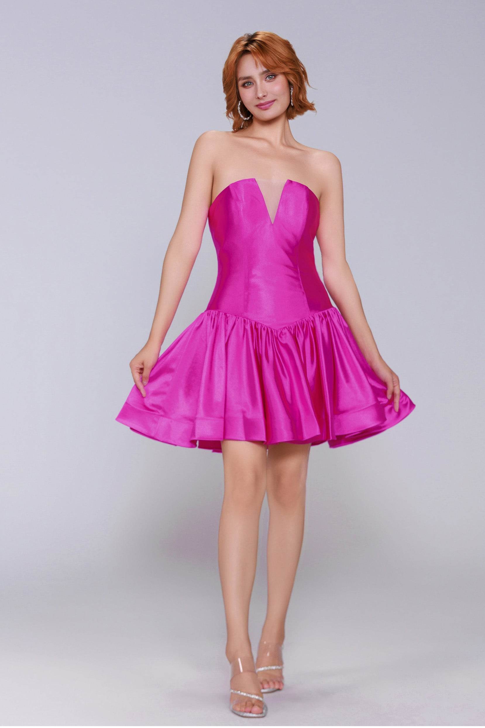 A-Line Mini Stretch Satin Homecoming Dress CS0973