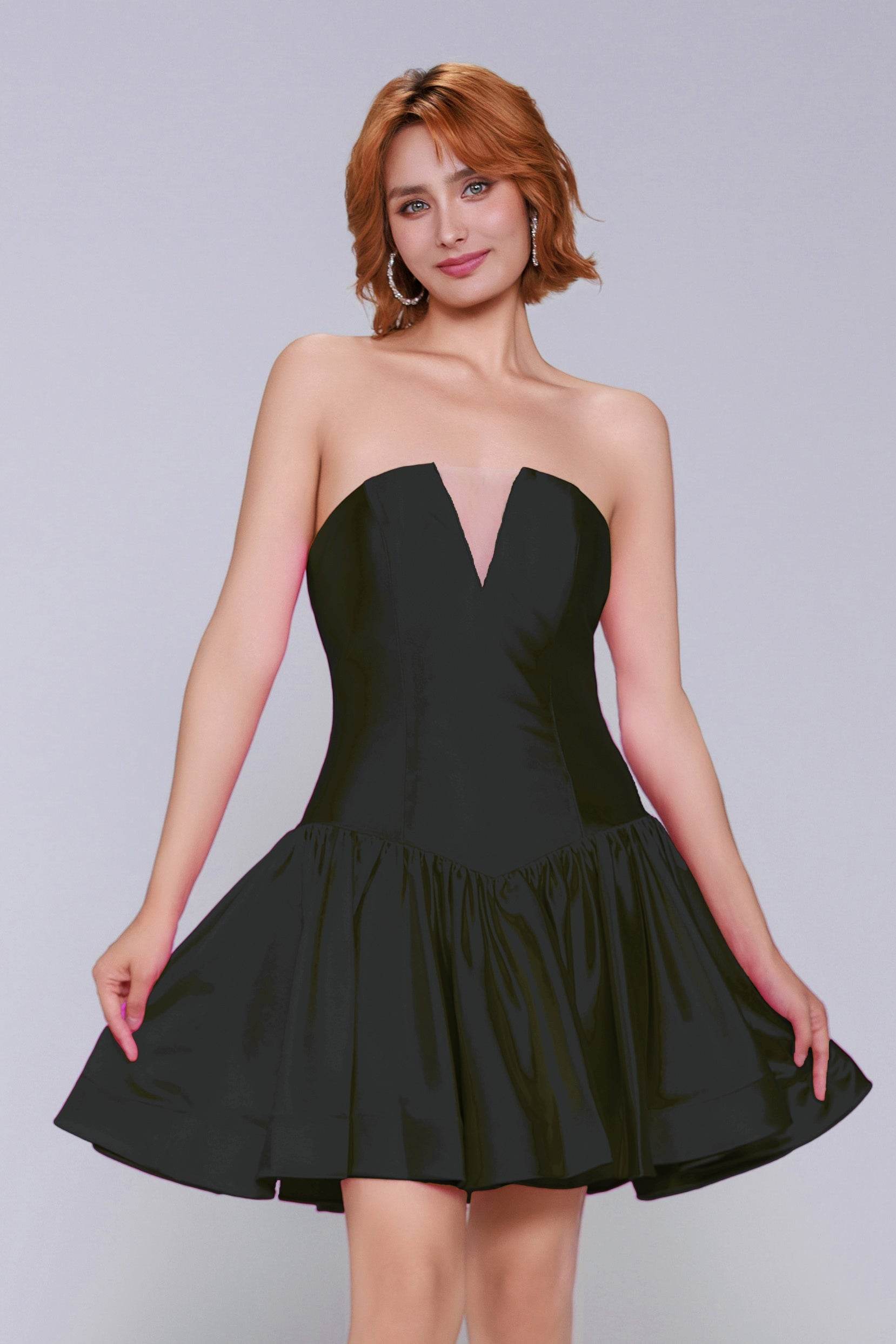 A-Line Mini Stretch Satin Homecoming Dress CS0973
