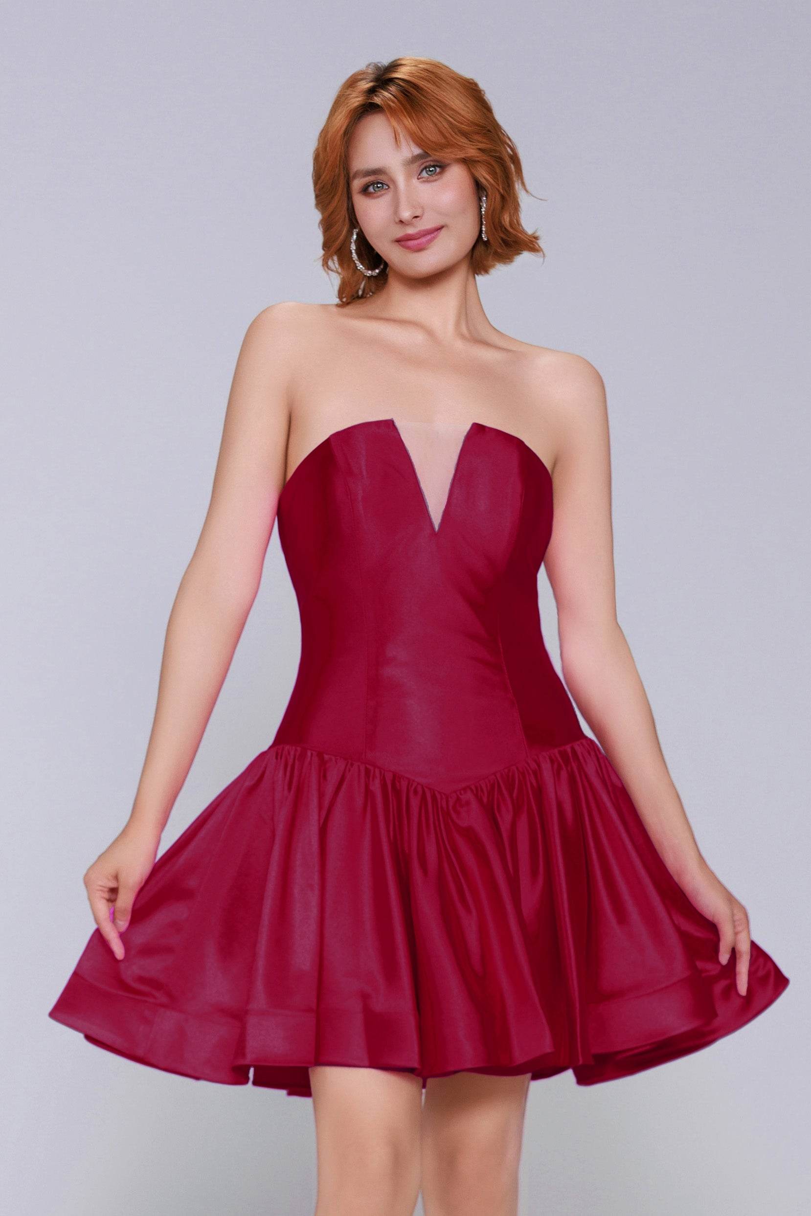 A-Line Mini Stretch Satin Homecoming Dress CS0973