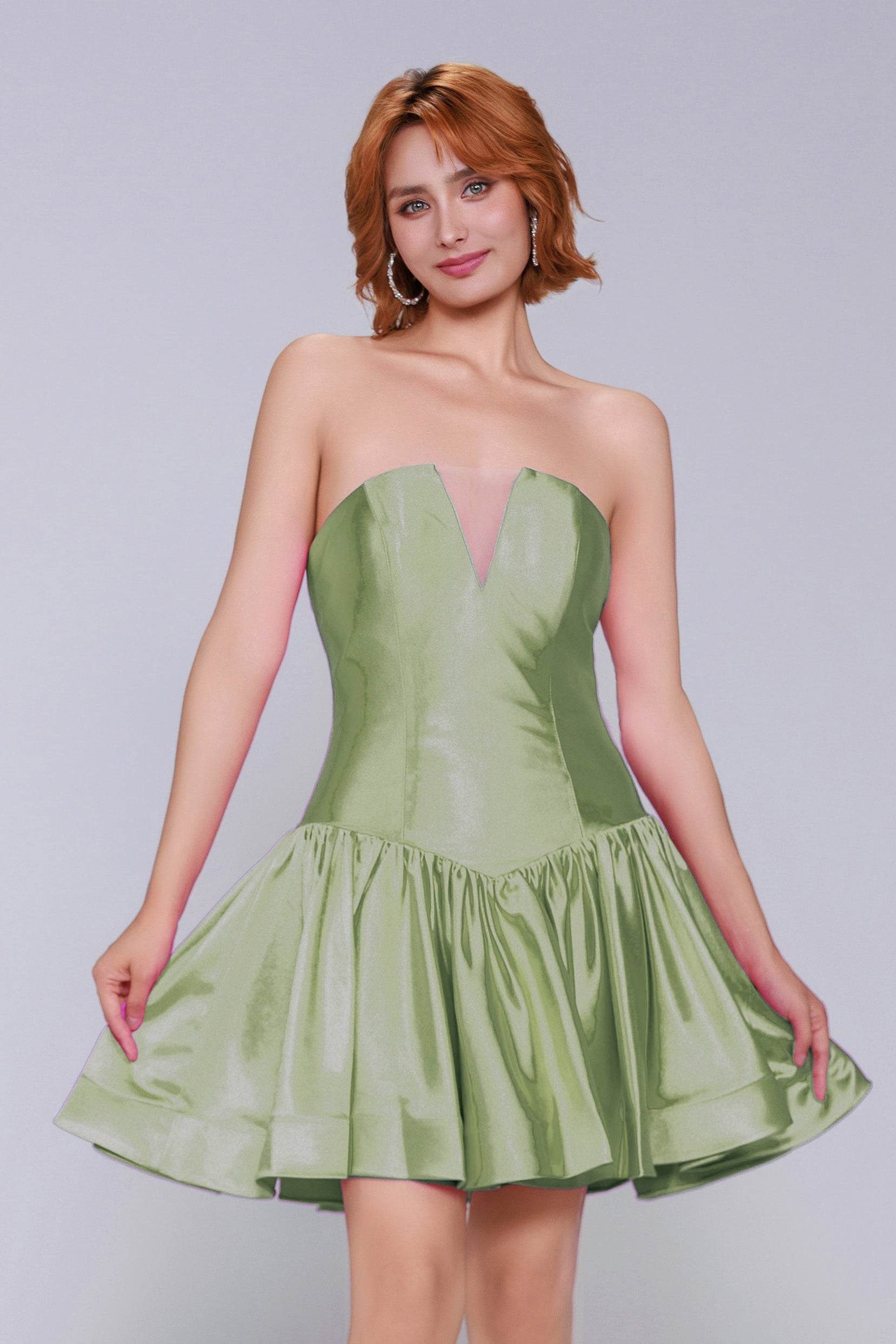 A-Line Mini Stretch Satin Homecoming Dress CS0973