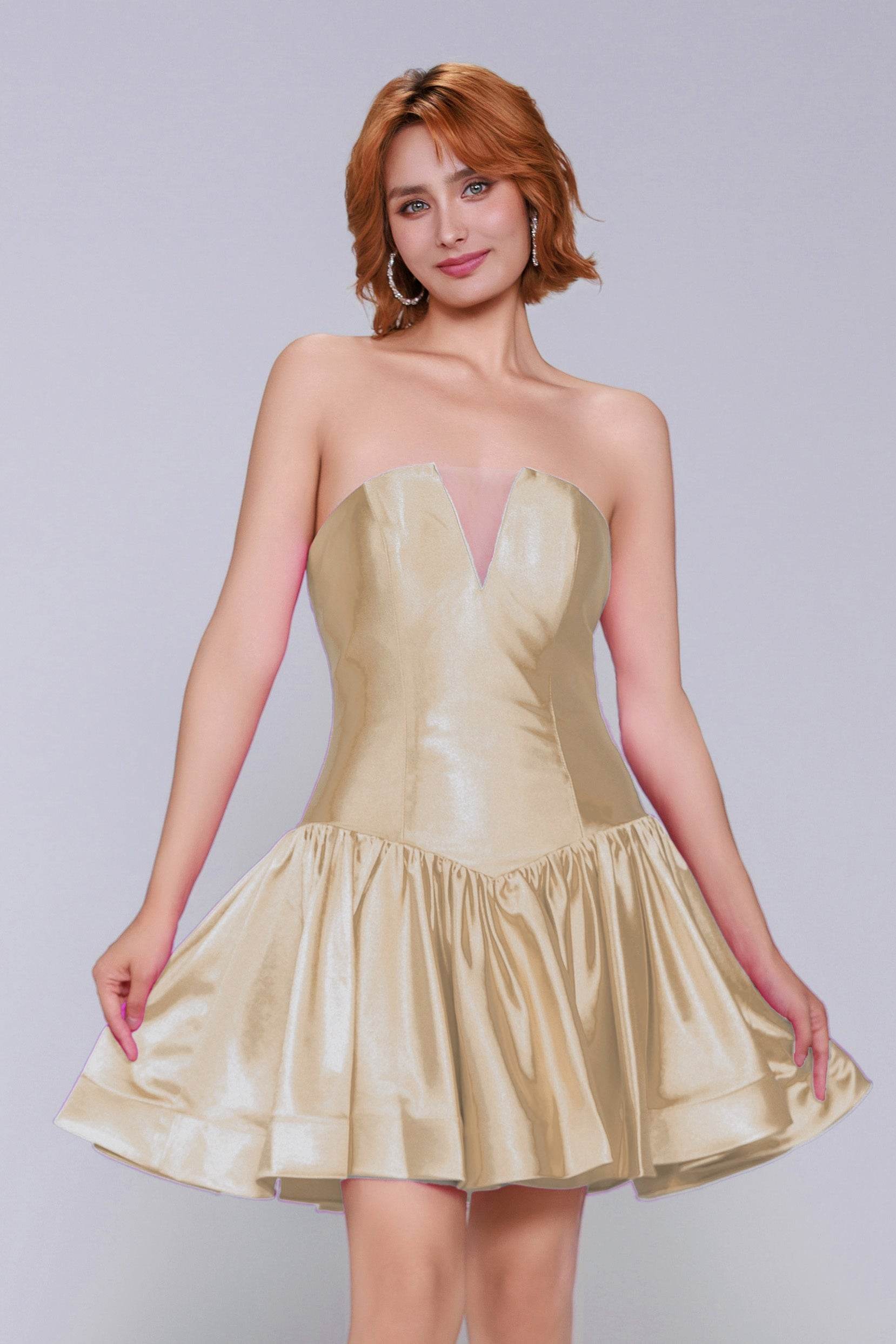 A-Line Mini Stretch Satin Homecoming Dress CS0973