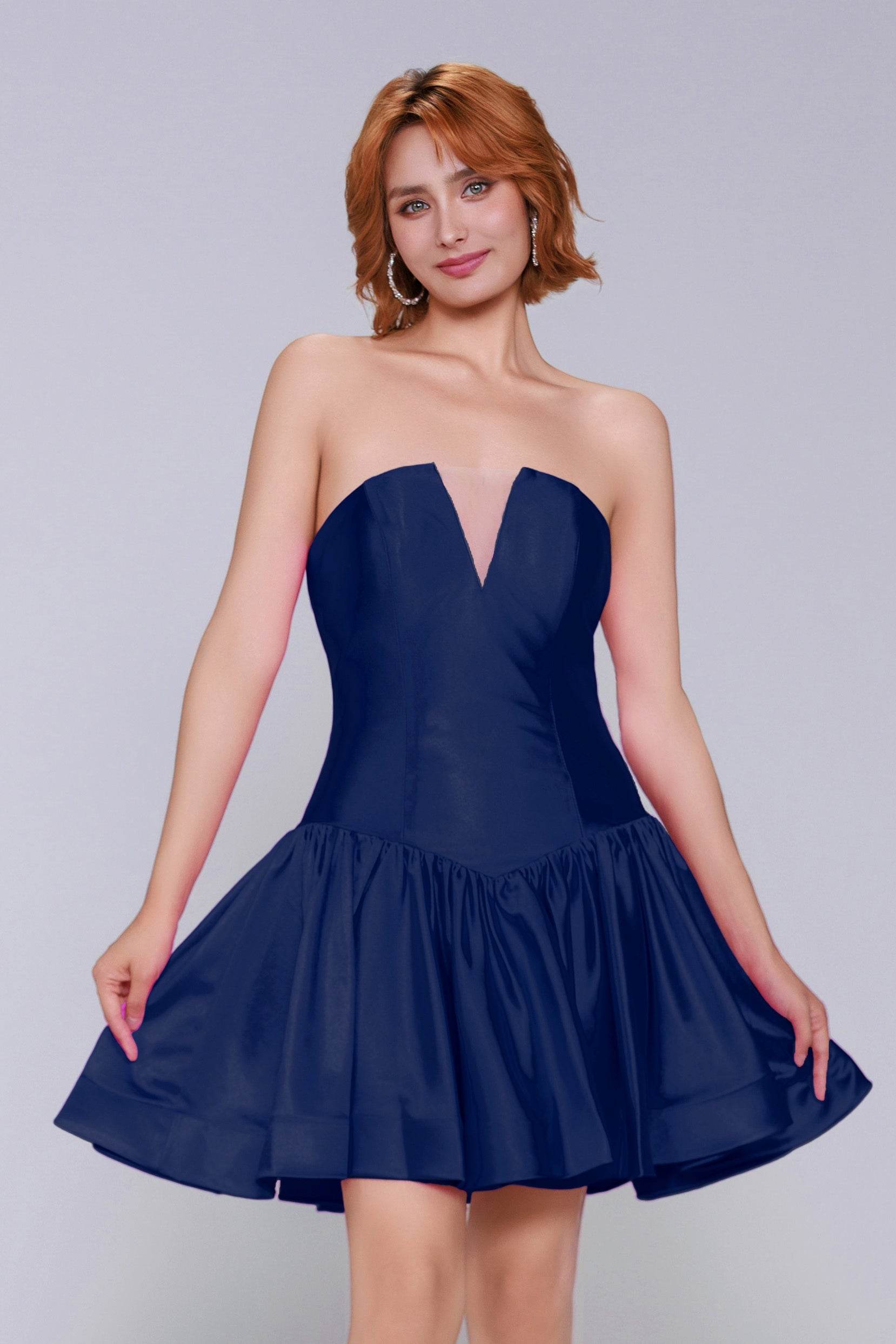 A-Line Mini Stretch Satin Homecoming Dress CS0973