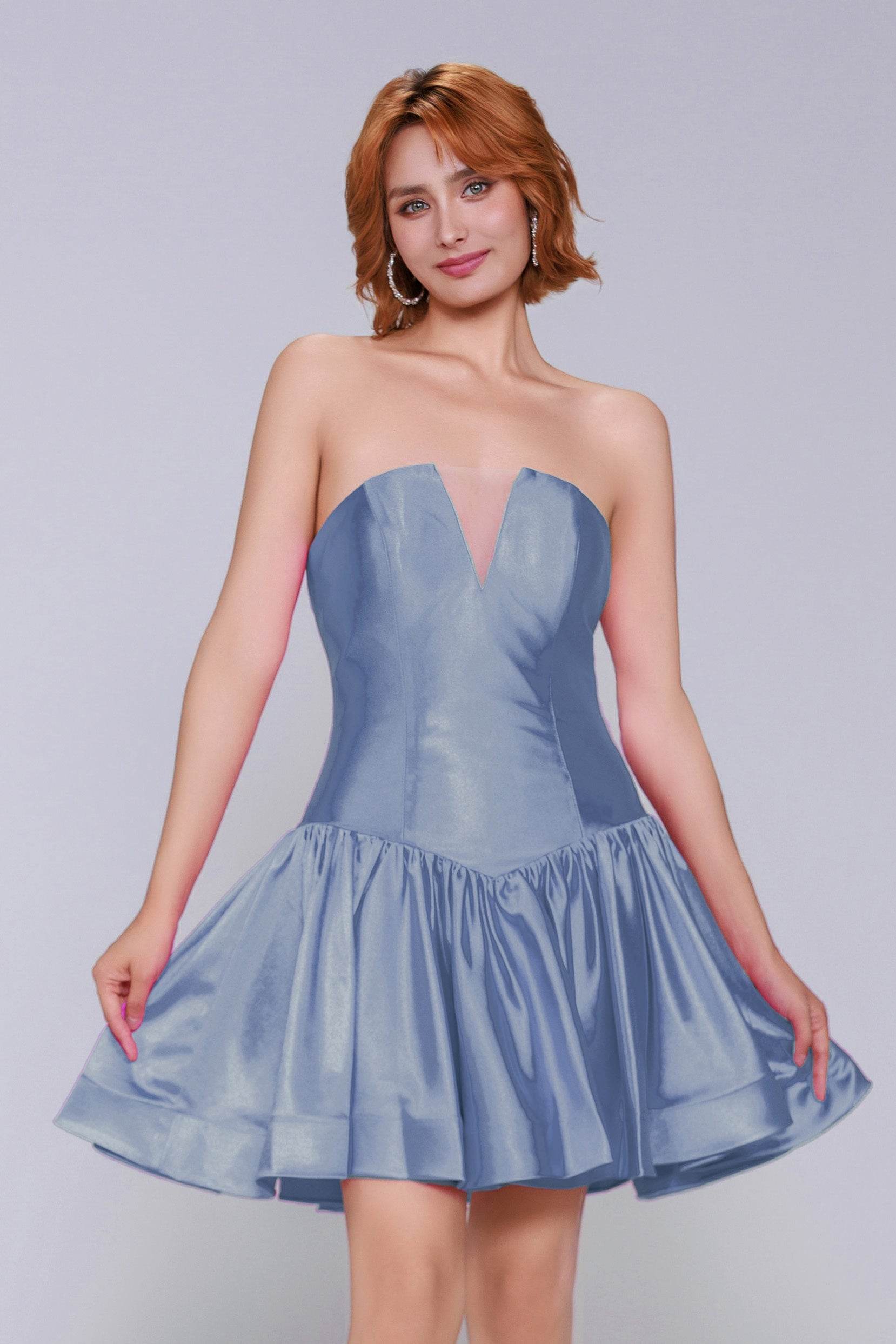 A-Line Mini Stretch Satin Homecoming Dress CS0973