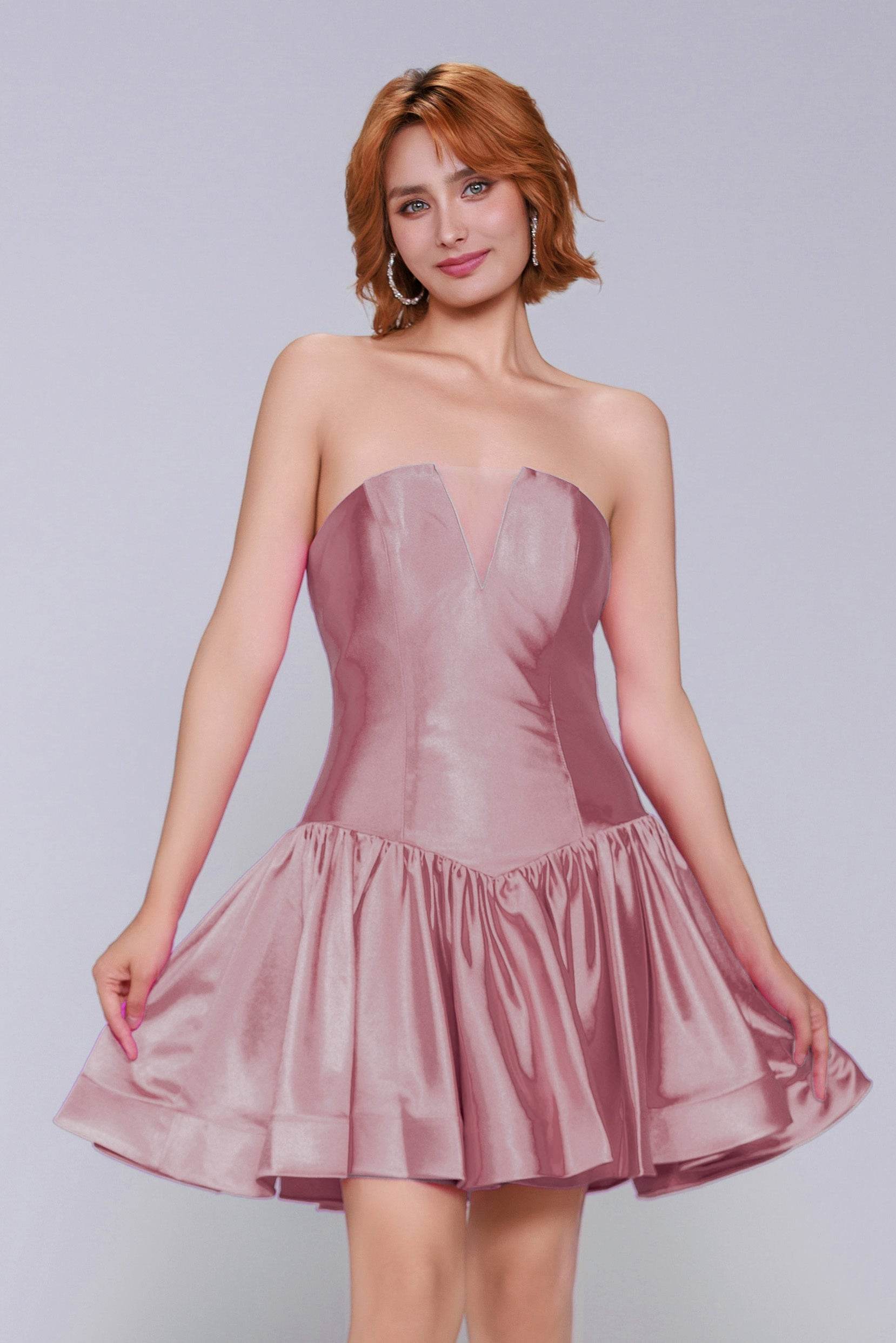 A-Line Mini Stretch Satin Homecoming Dress CS0973