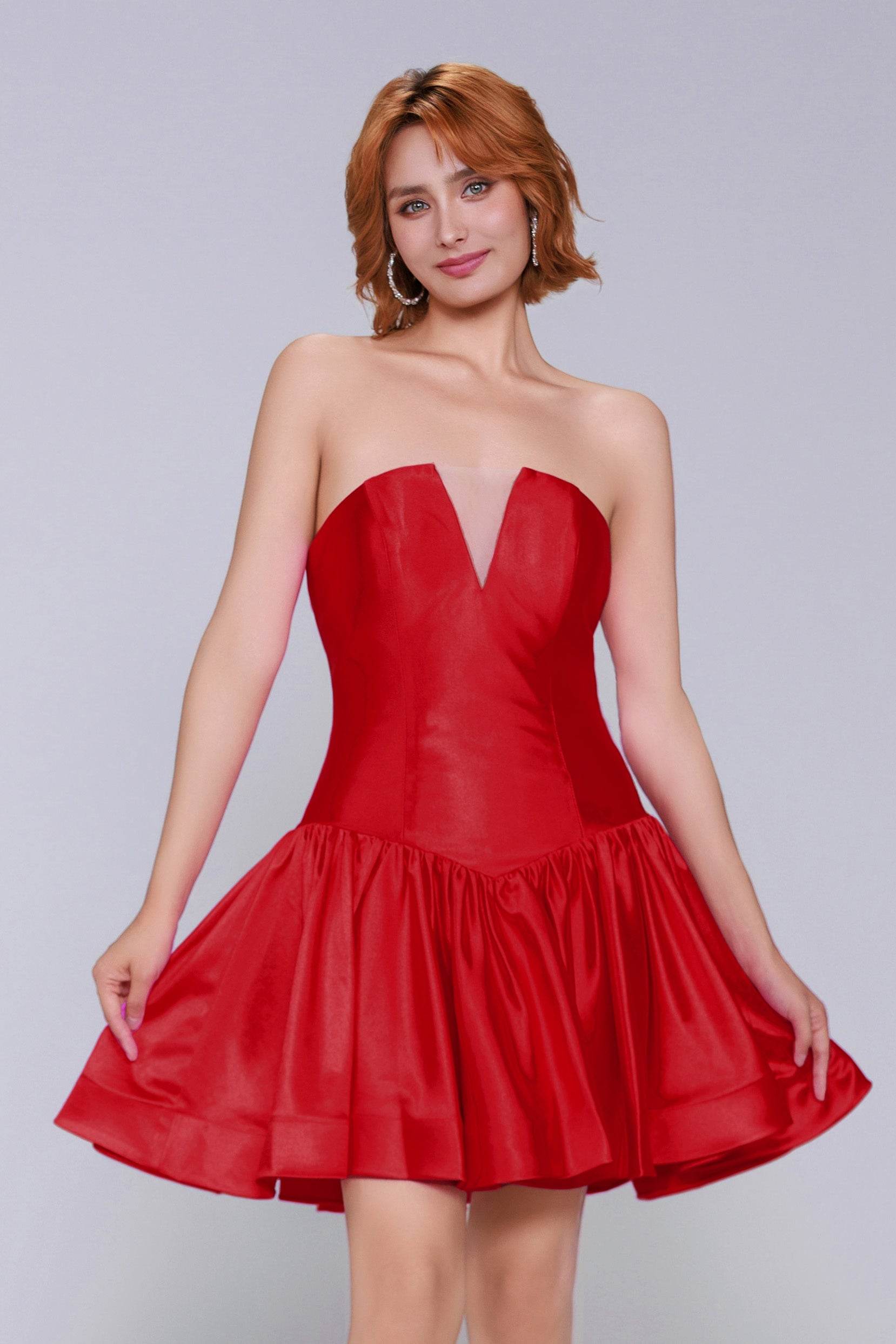 A-Line Mini Stretch Satin Homecoming Dress CS0973