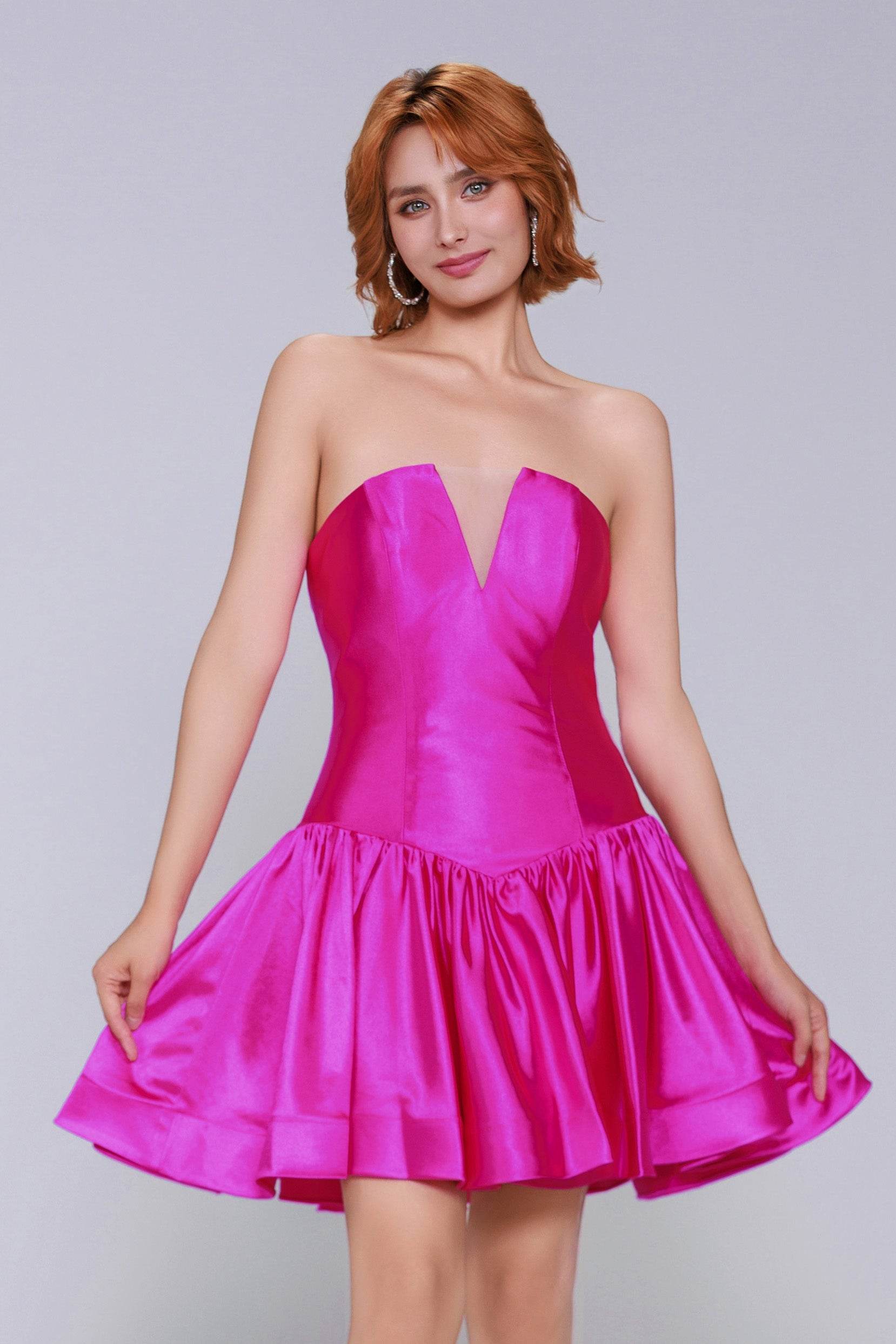 A-Line Mini Stretch Satin Homecoming Dress CS0973