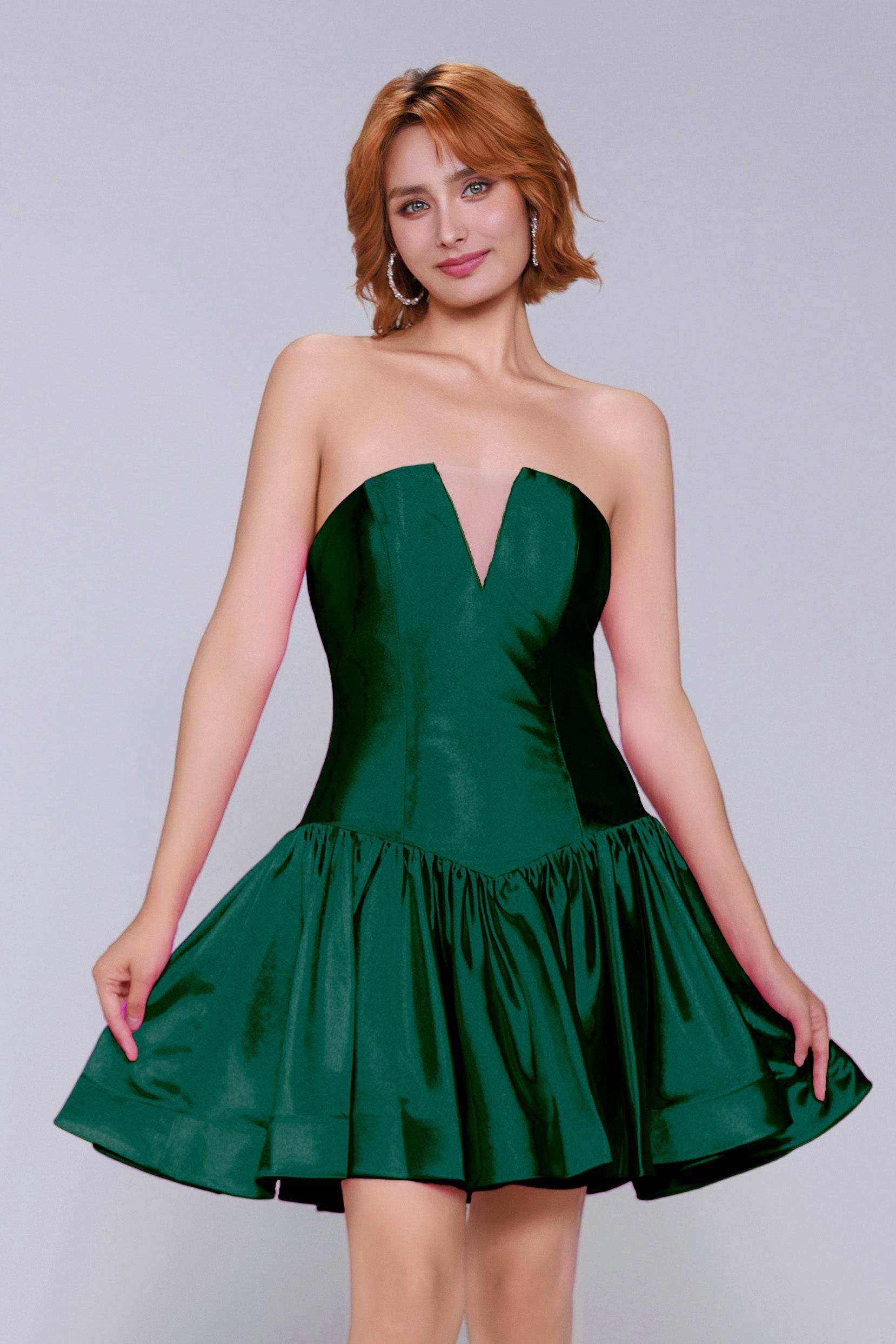A-Line Mini Stretch Satin Homecoming Dress CS0973