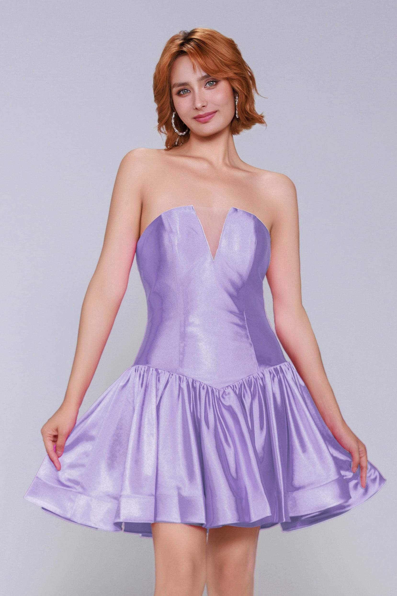 A-Line Mini Stretch Satin Homecoming Dress CS0973