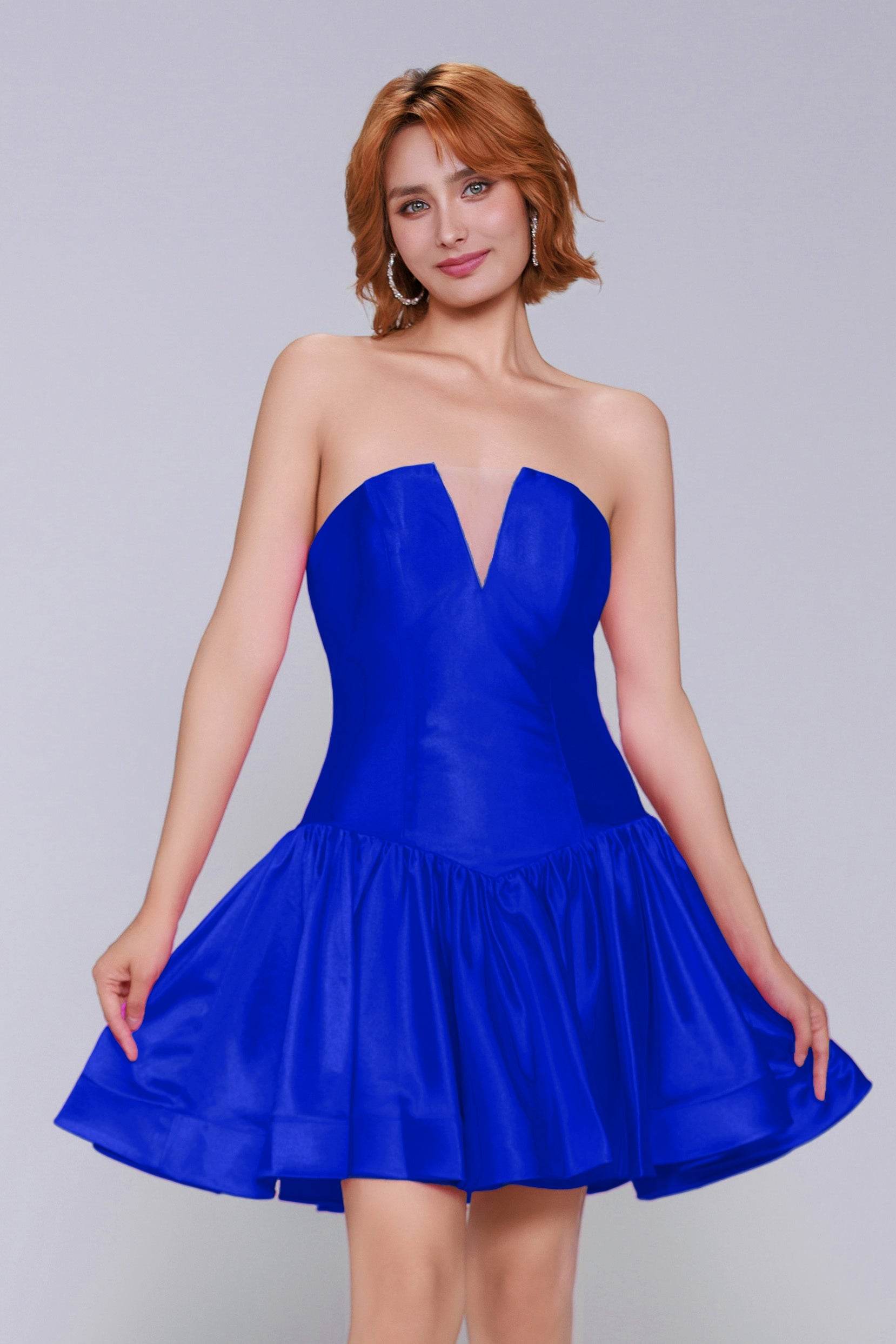 A-Line Mini Stretch Satin Homecoming Dress CS0973