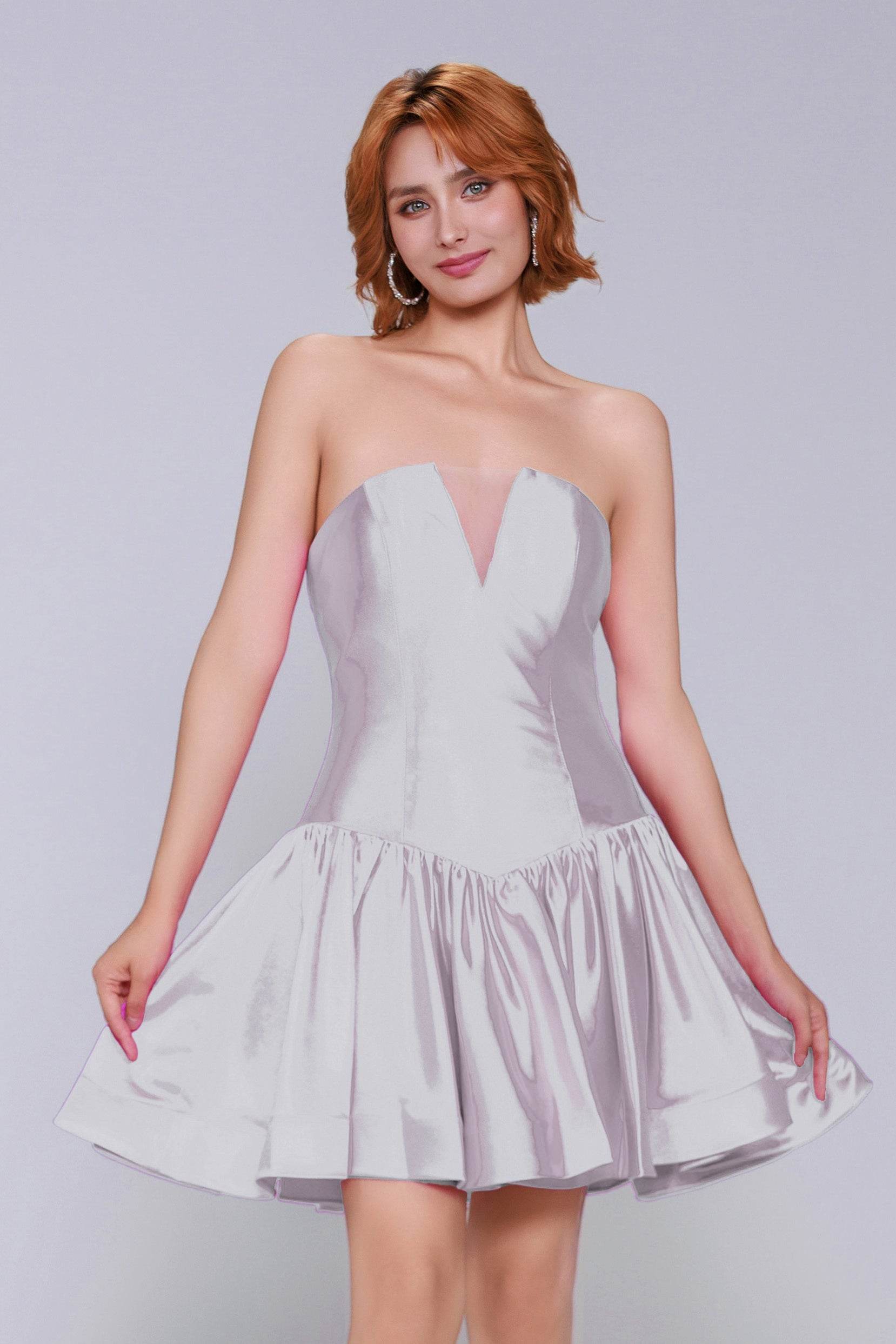 A-Line Mini Stretch Satin Homecoming Dress CS0973