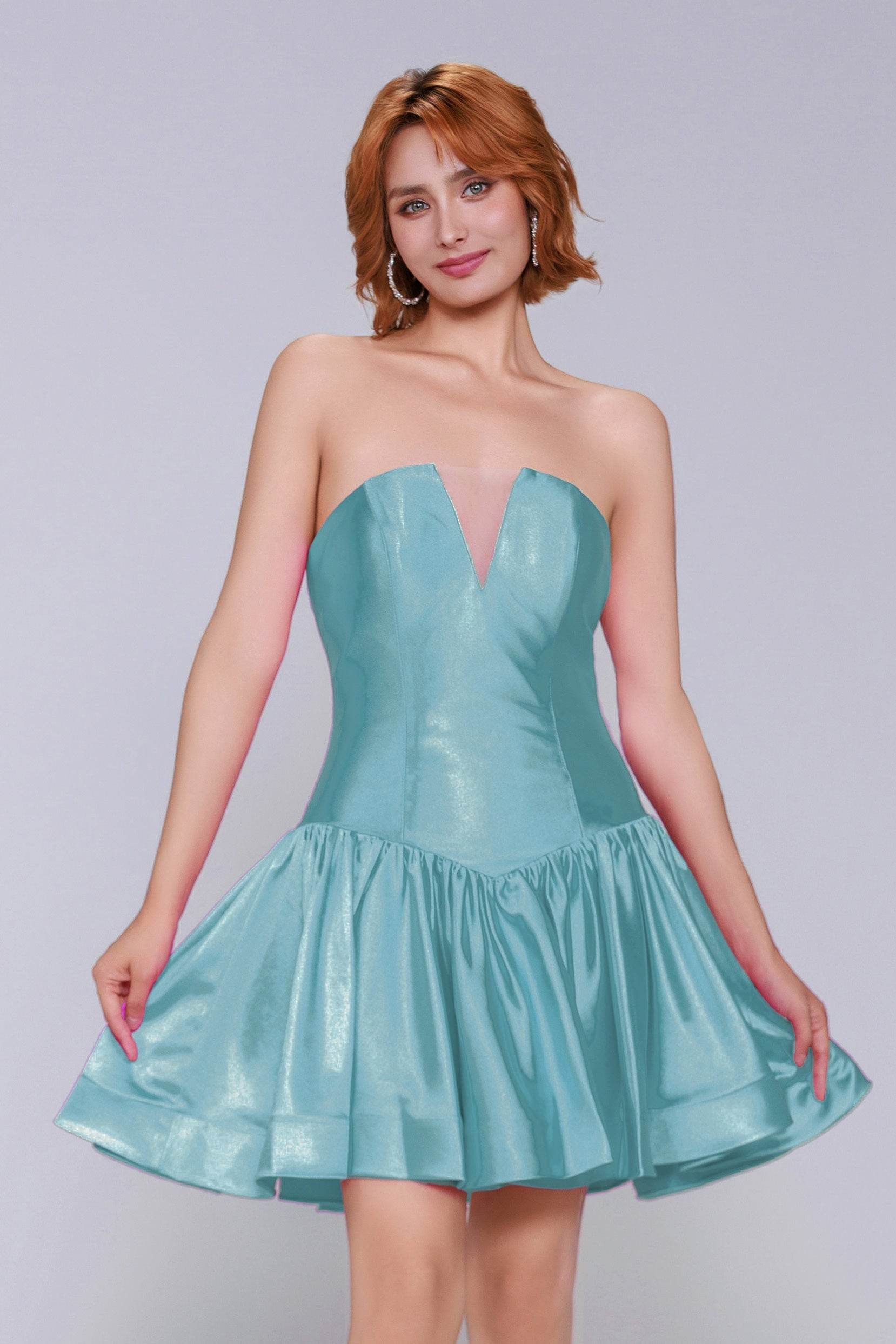 A-Line Mini Stretch Satin Homecoming Dress CS0973
