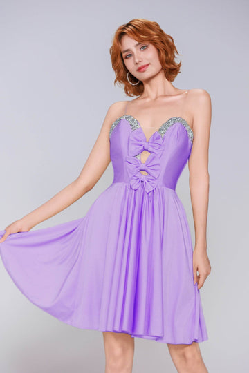 A-Line Mini Stretch Crepe Homecoming Dress CS0980