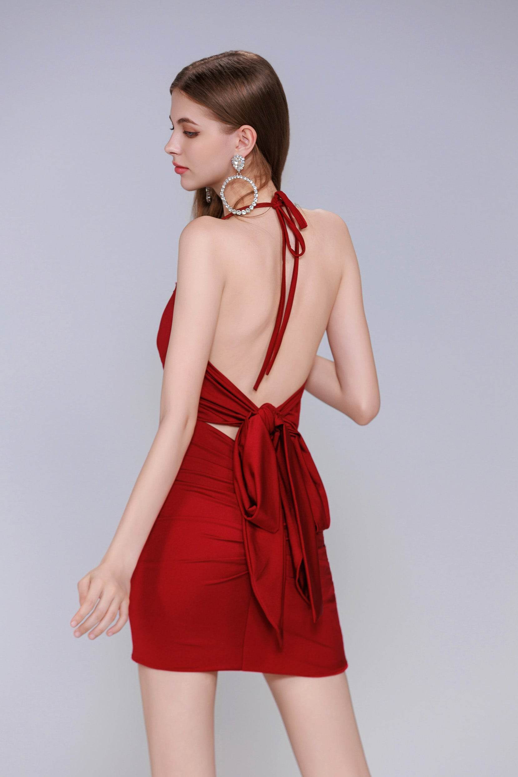 Sheath-Column Mini Stretch Crepe Homecoming Dress CS0982