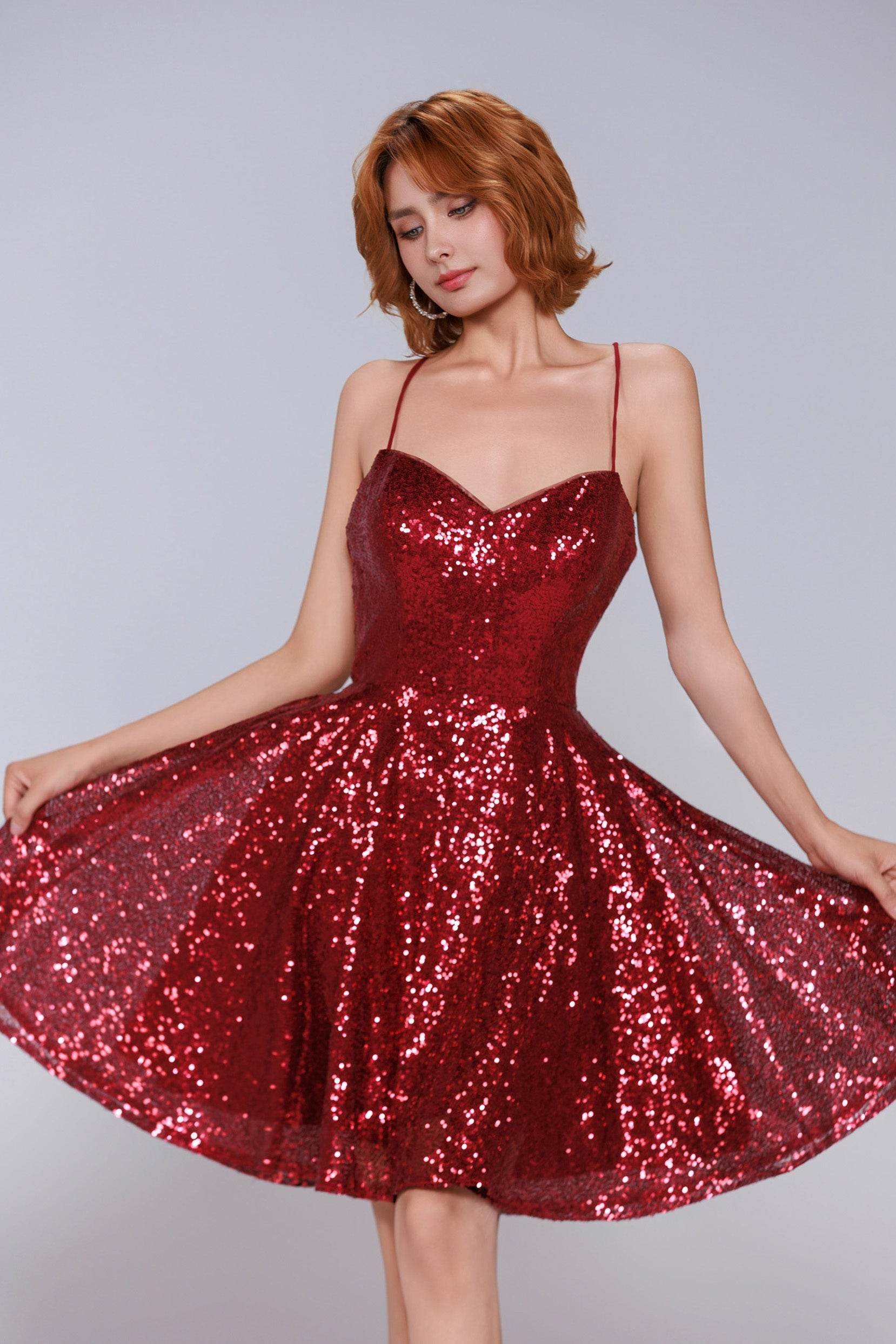 A-Line Mini Sequined Homecoming Dress CS0983