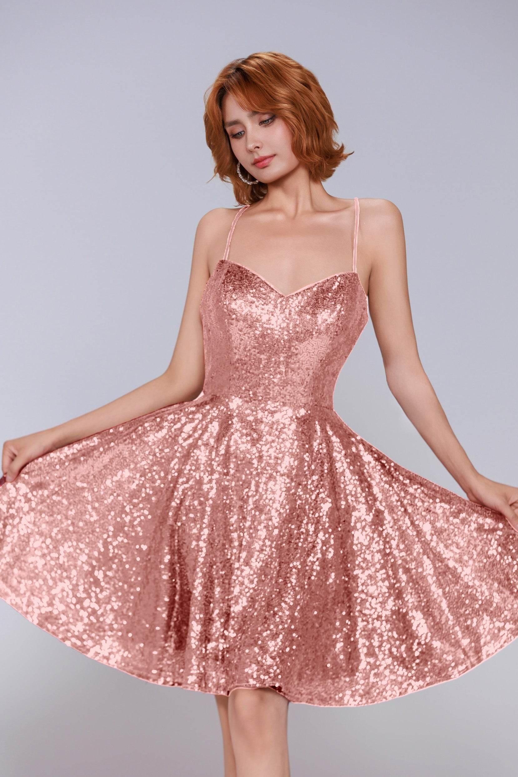 A-Line Mini Sequined Homecoming Dress CS0983