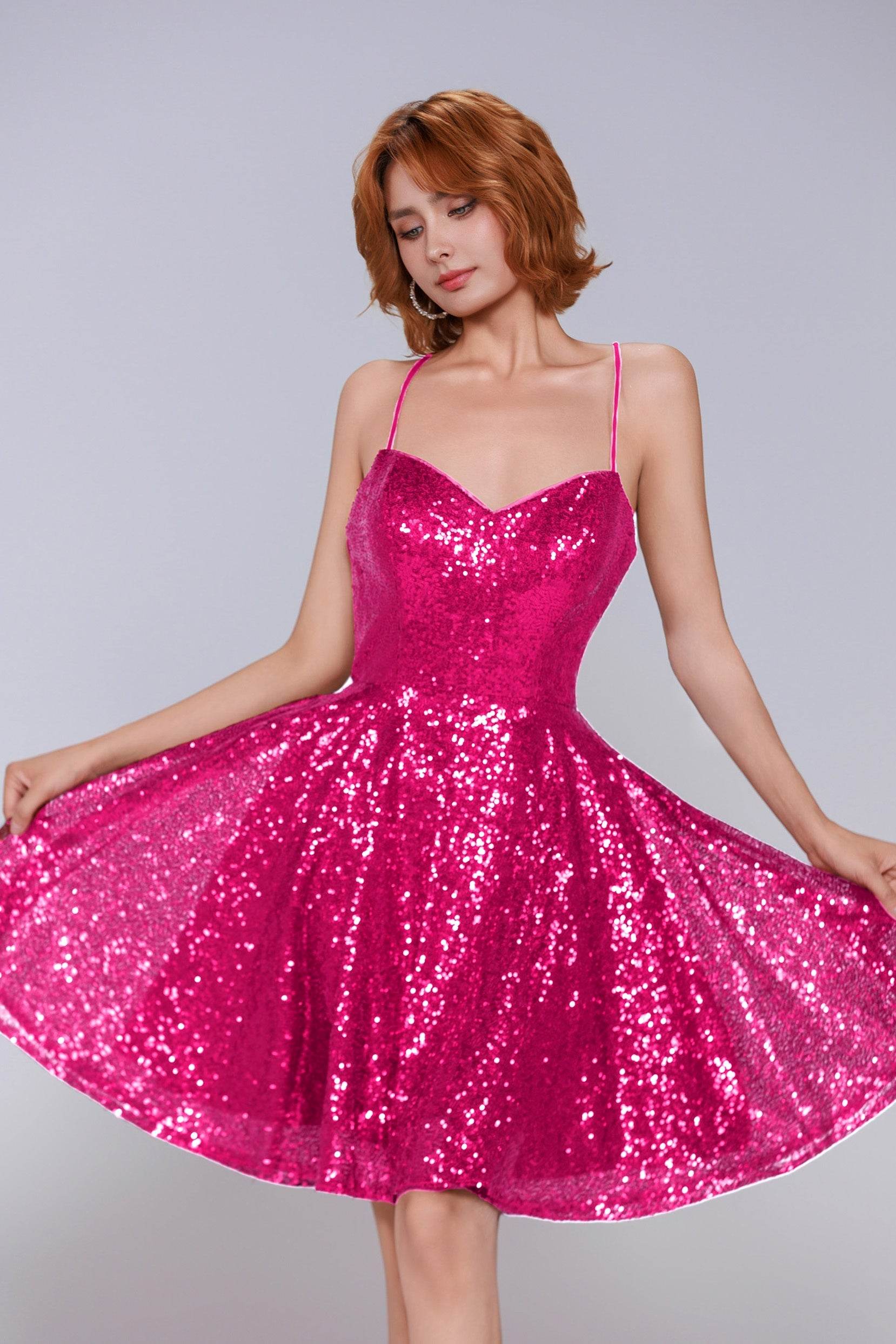 A-Line Mini Sequined Homecoming Dress CS0983