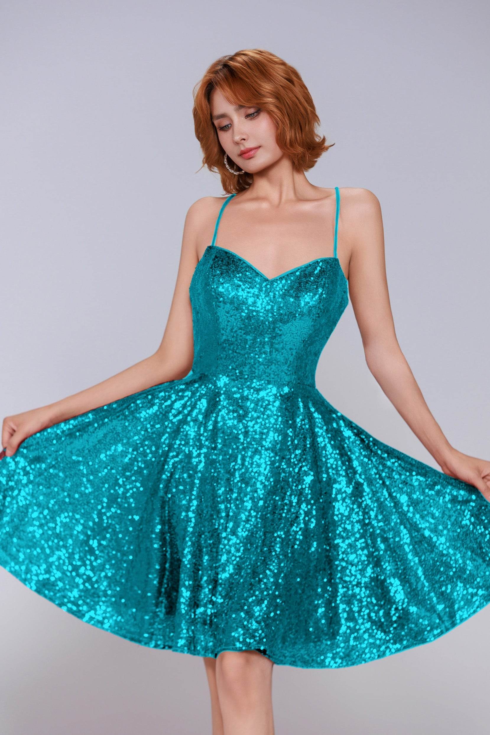 A-Line Mini Sequined Homecoming Dress CS0983