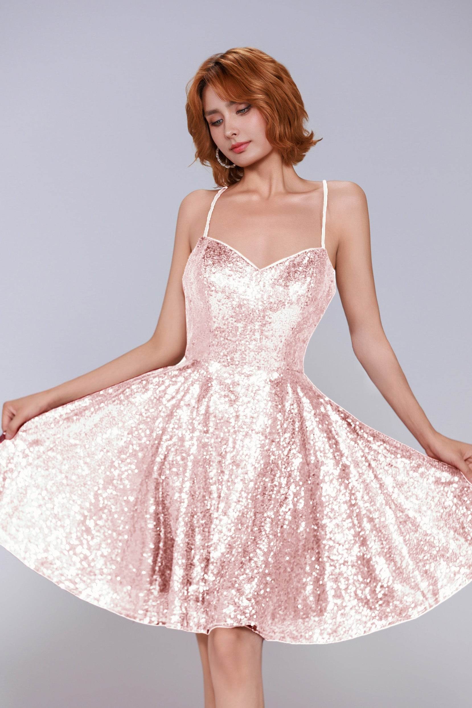 A-Line Mini Sequined Homecoming Dress CS0983