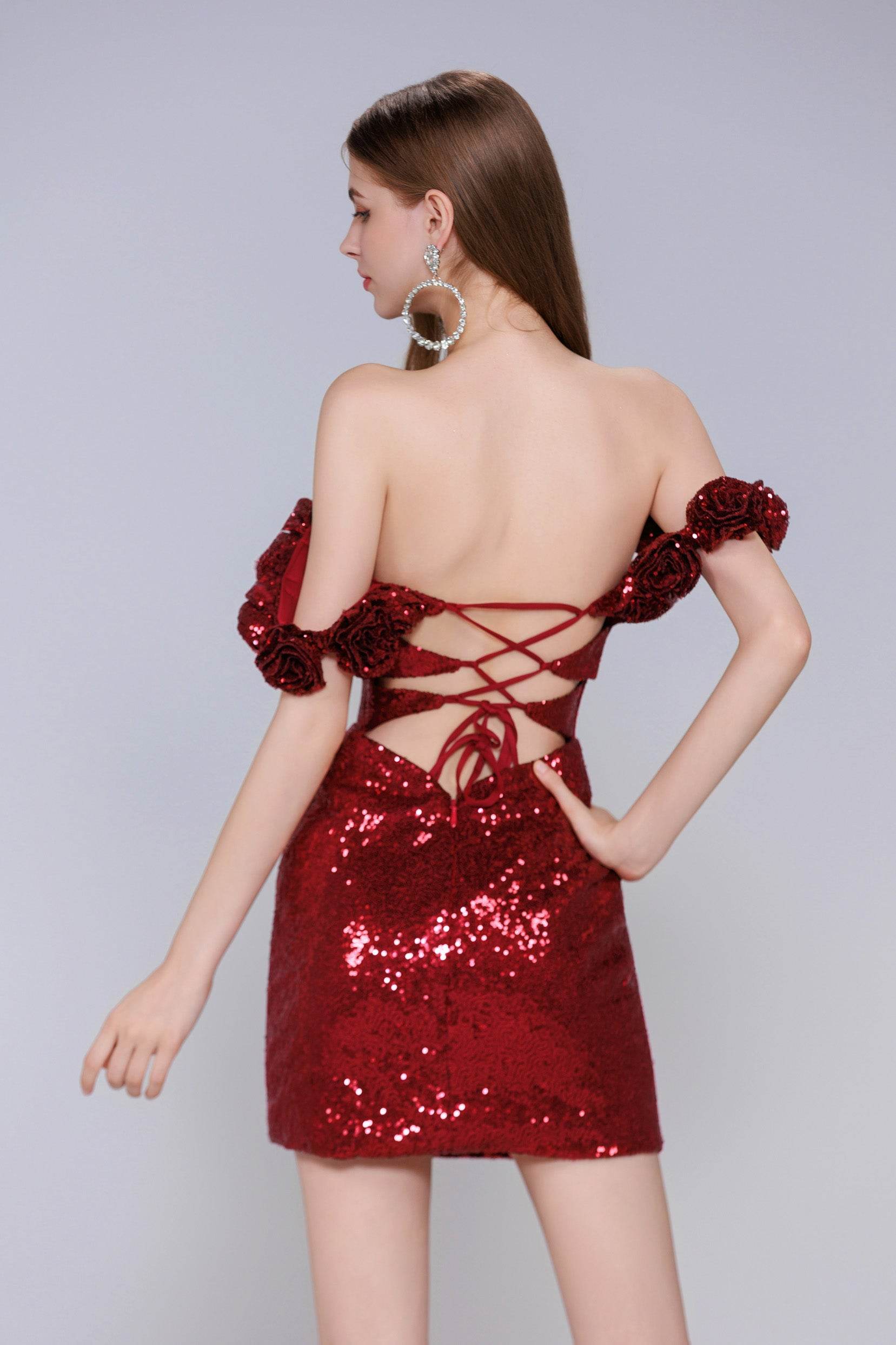 Sheath-Column Mini Sequined Homecoming Dress CS0984