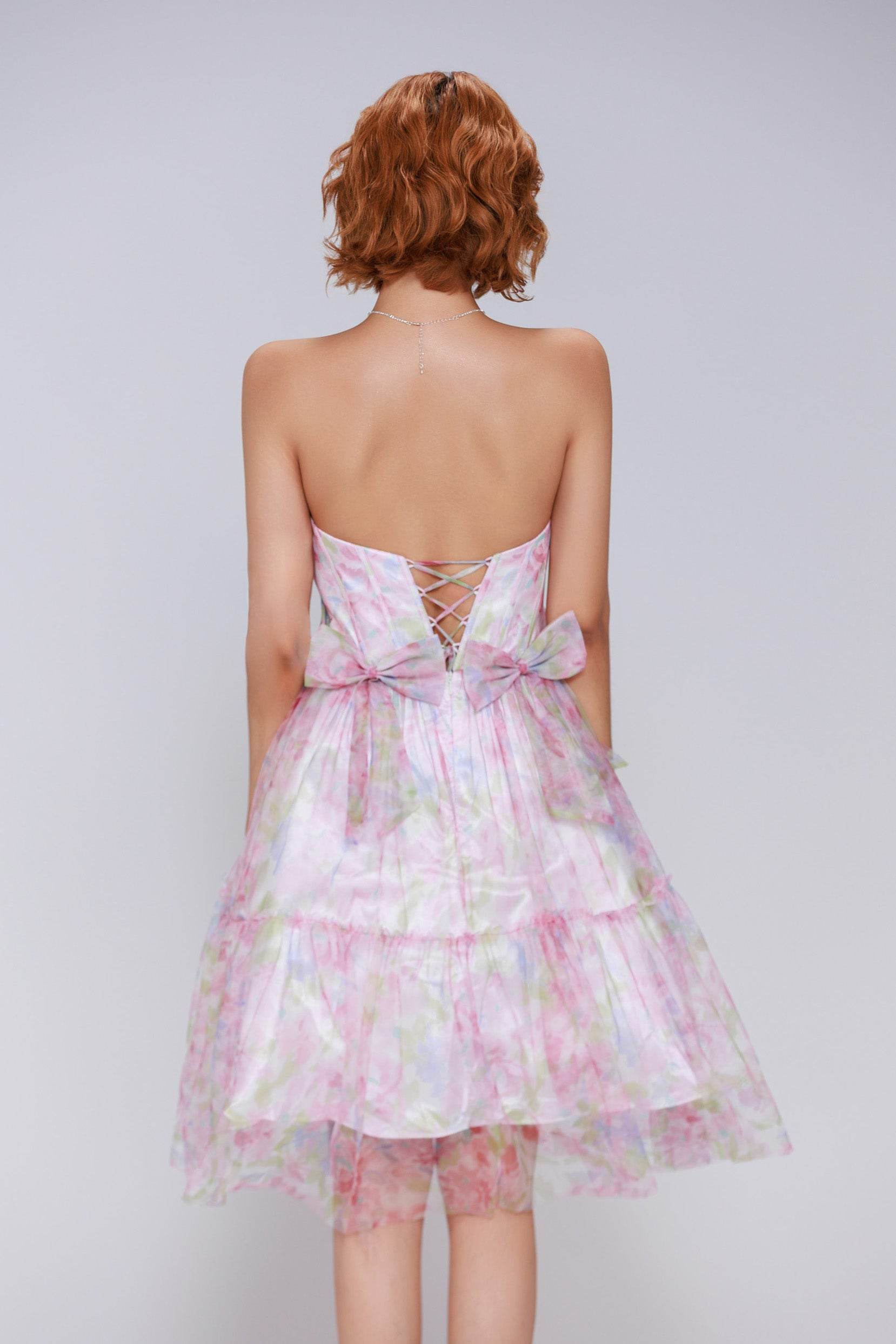 A-Line Mini Printed Gauze Homecoming Dress CS0986