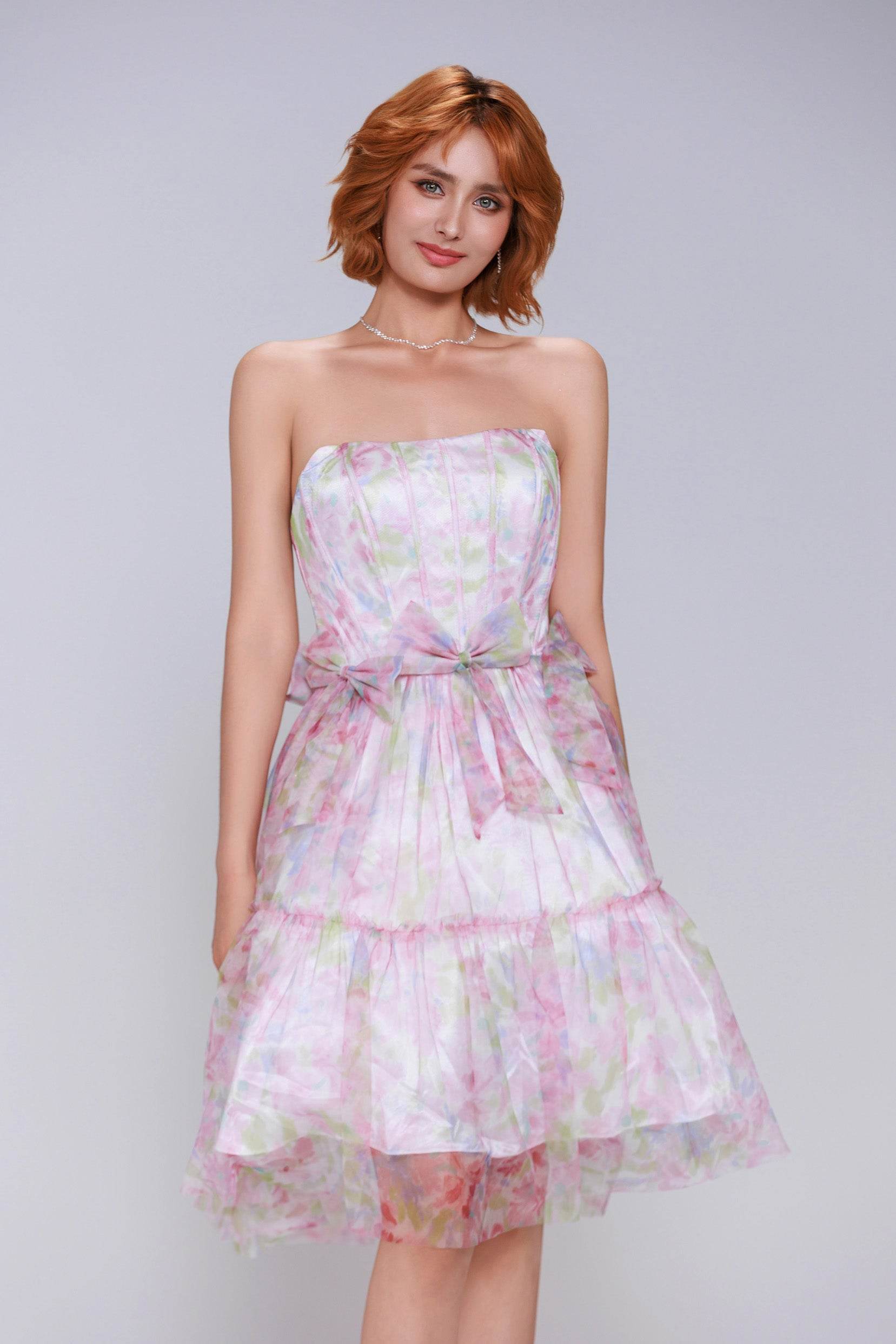 A-Line Mini Printed Gauze Homecoming Dress CS0986