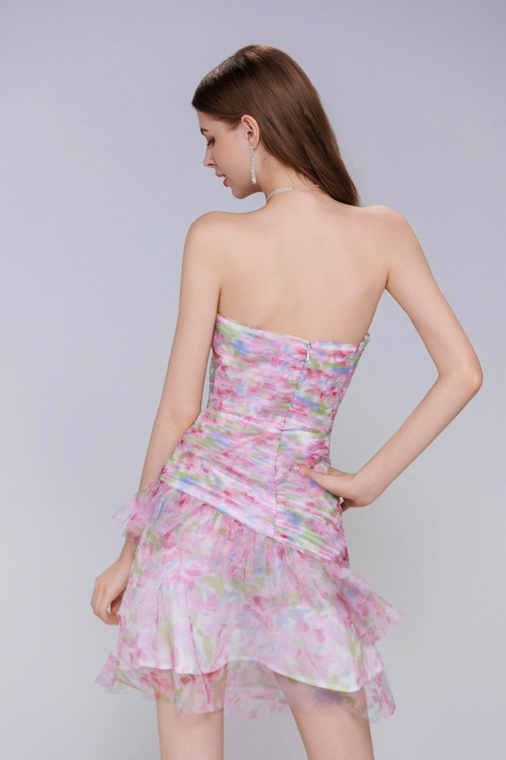 Sheath-Column Mini Printed Gauze Homecoming Dress CS0987