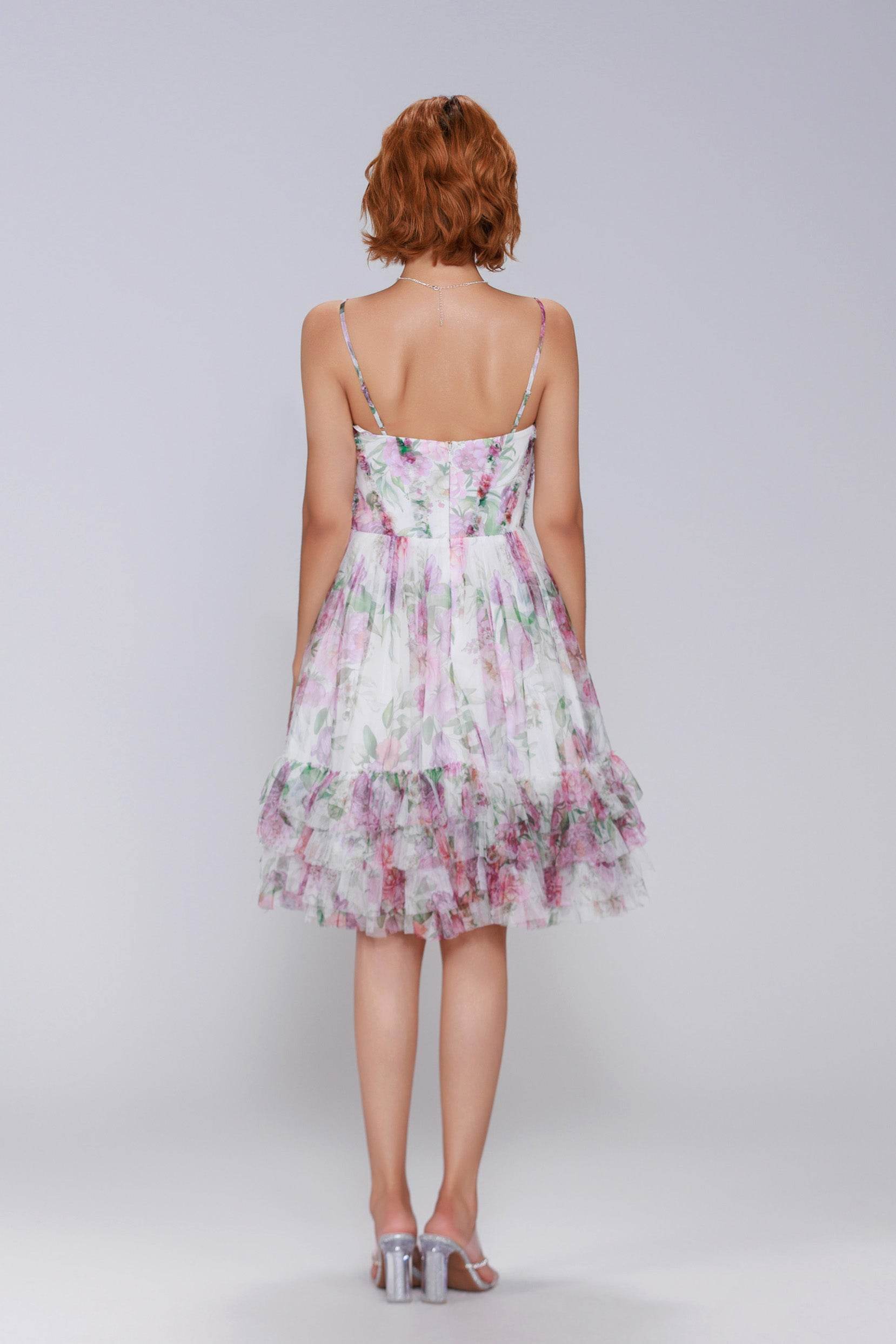A-Line Mini Printed Gauze Homecoming Dress CS0988