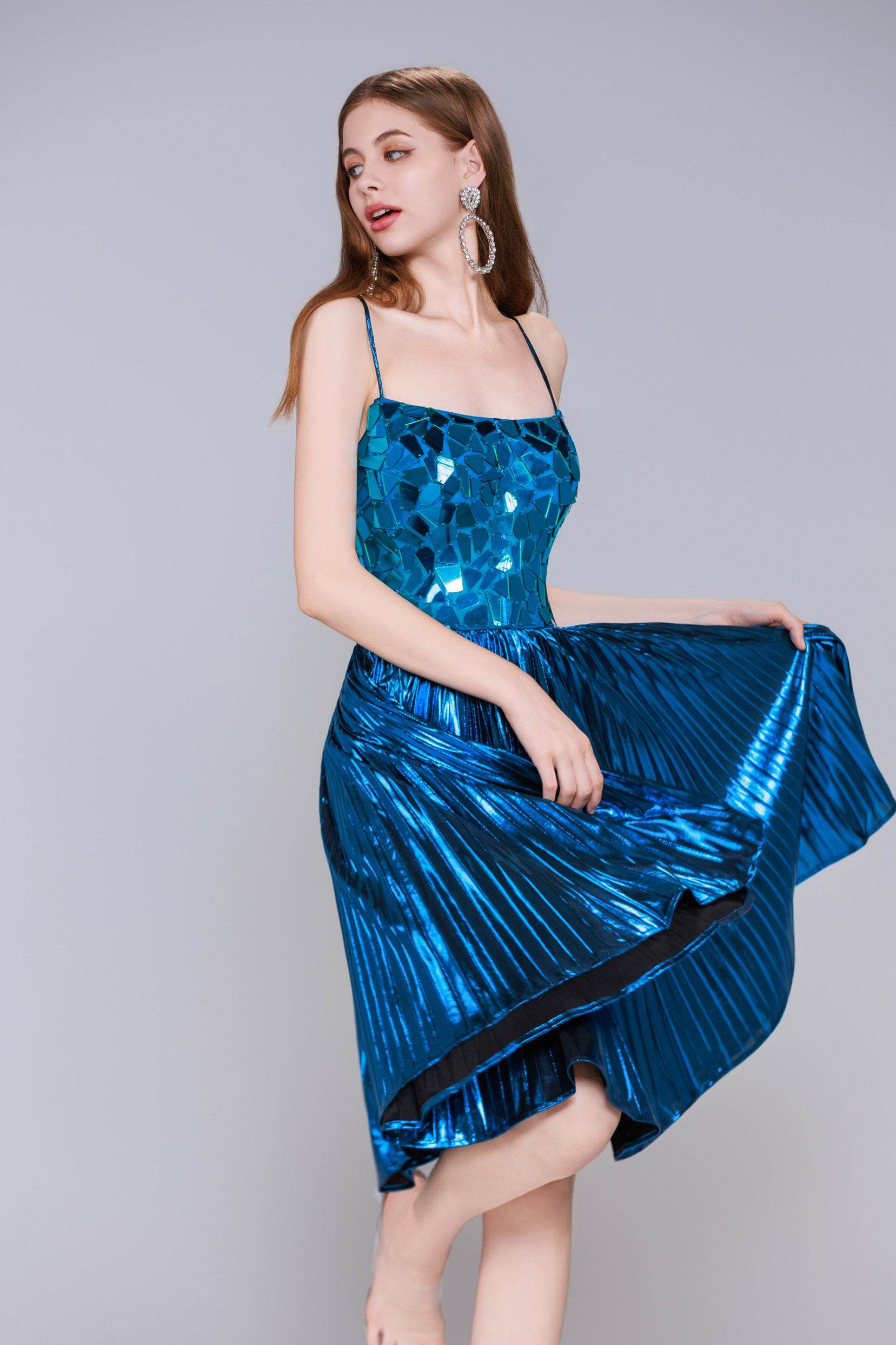A-Line Mini Metallic Homecoming Dress CS0990
