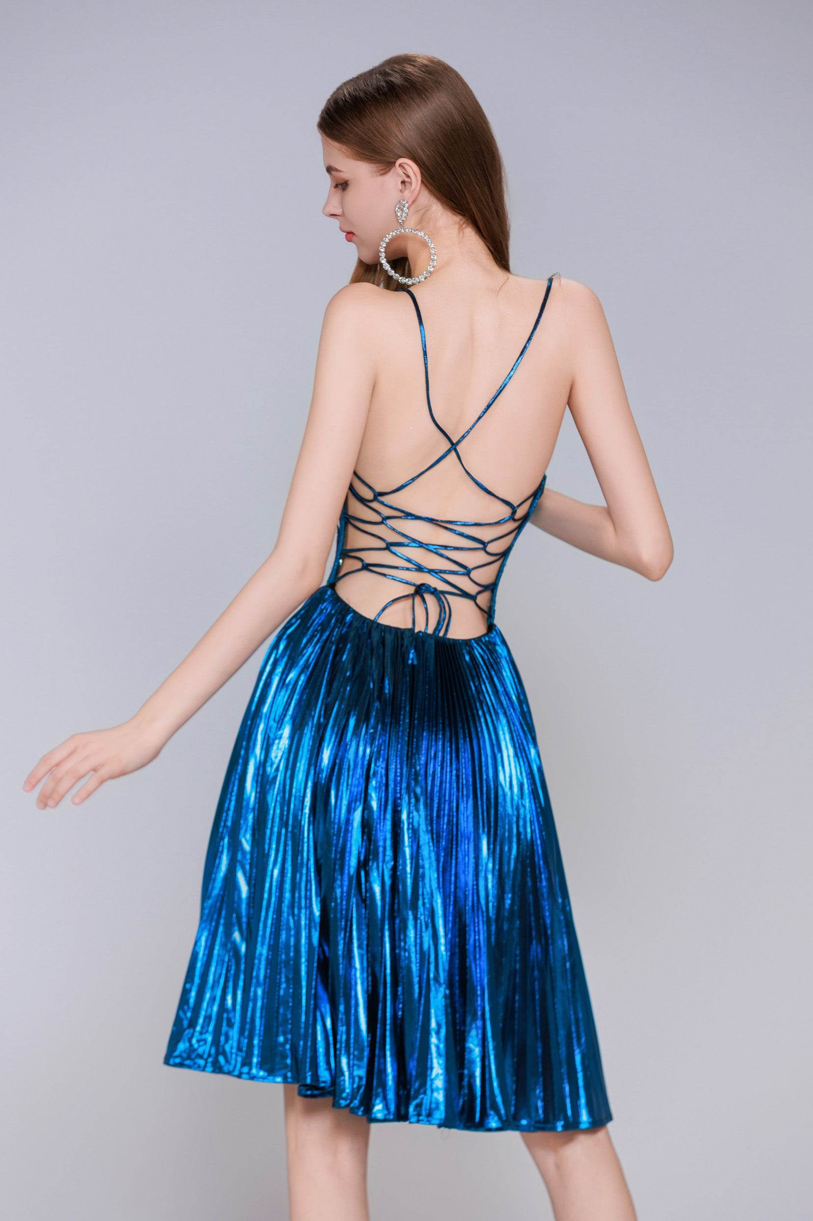 A-Line Mini Metallic Homecoming Dress CS0990