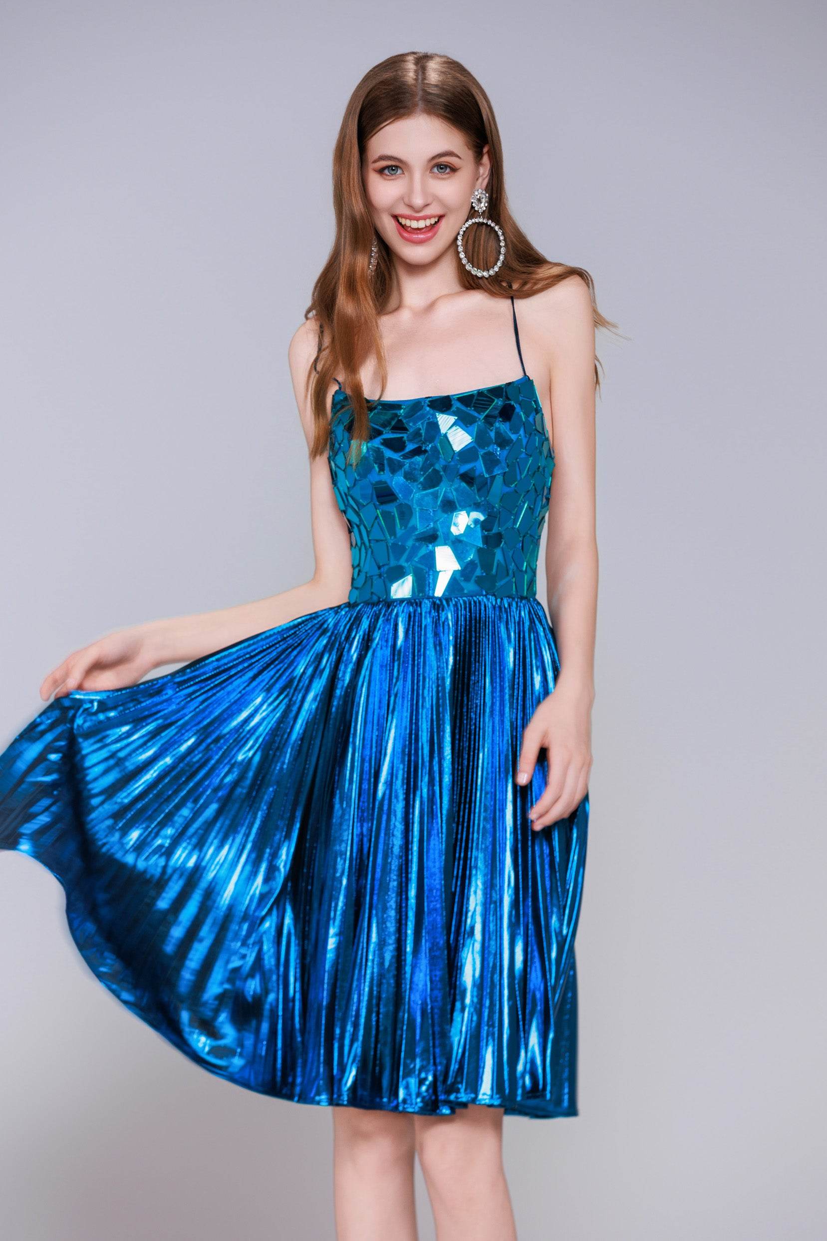 A-Line Mini Metallic Homecoming Dress CS0990