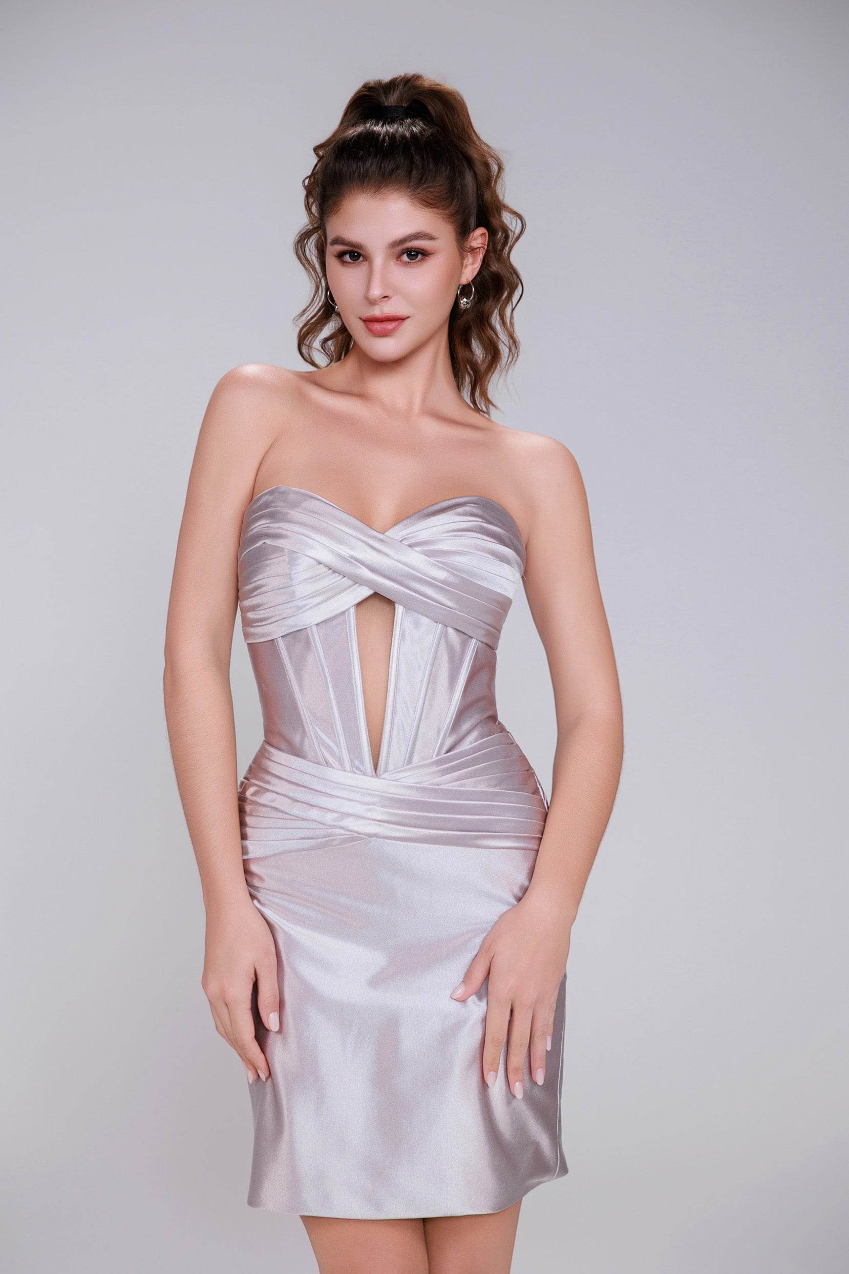 Sheath-Column Mini Stretch Satin Homecoming Dress CS0991