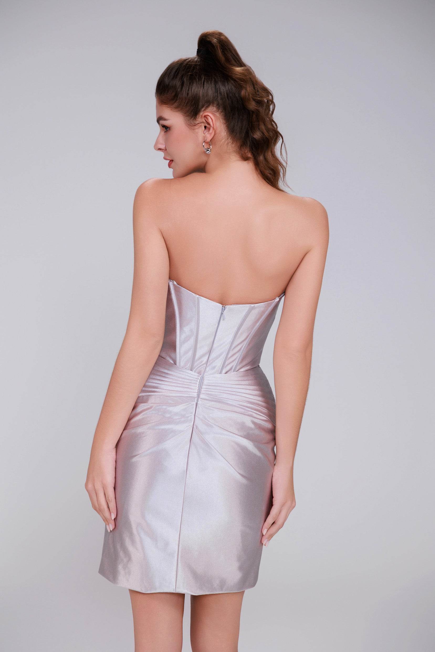 Sheath-Column Mini Stretch Satin Homecoming Dress CS0991