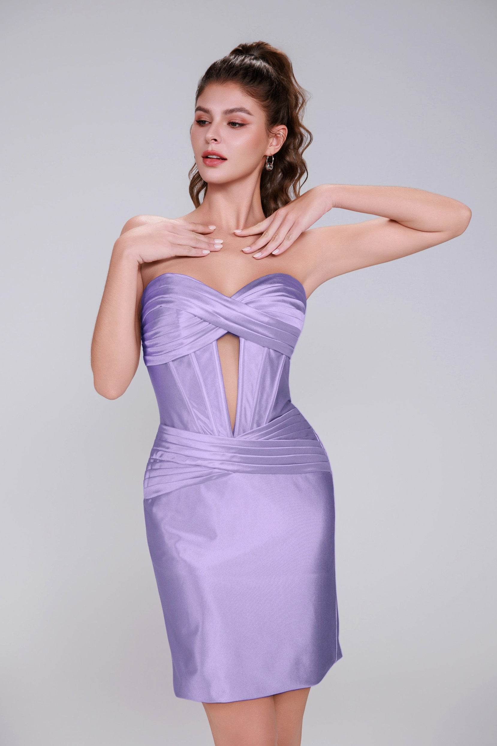 Sheath-Column Mini Stretch Satin Homecoming Dress CS0991