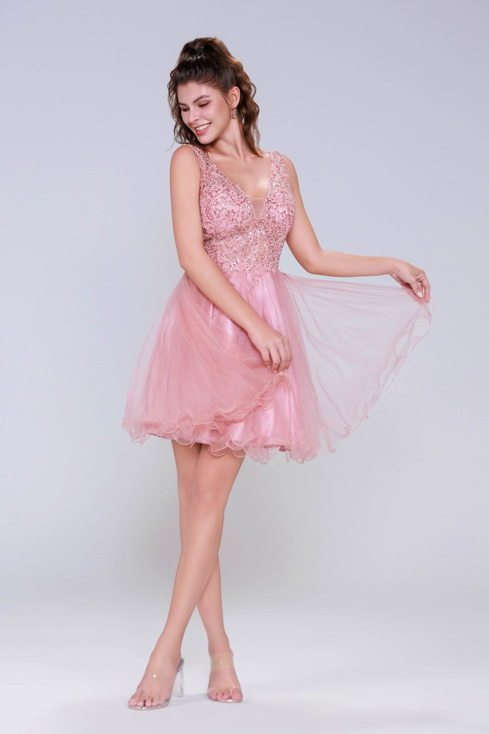 A-Line Mini Tulle Homecoming Dress CS0995