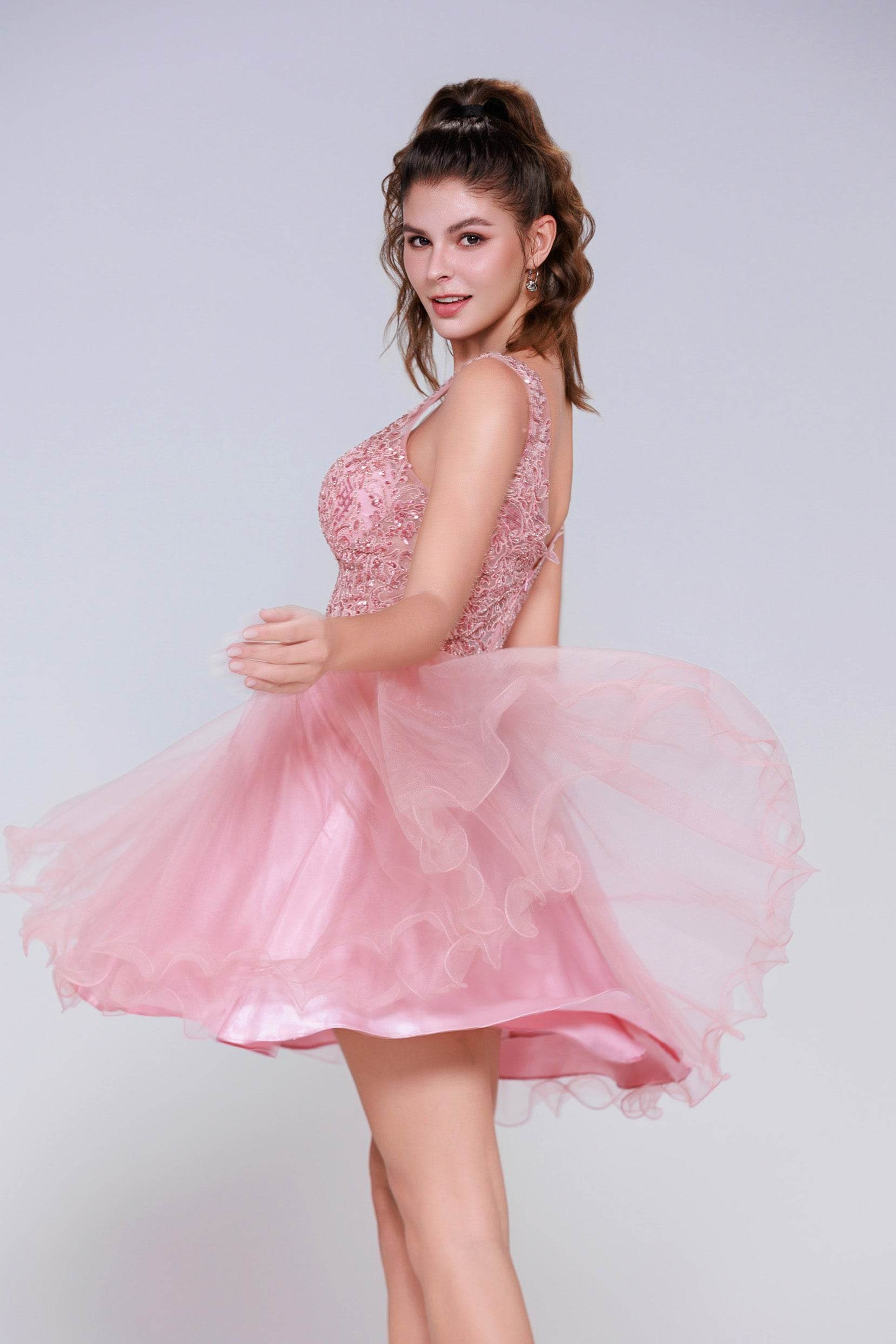 A-Line Mini Tulle Homecoming Dress CS0995