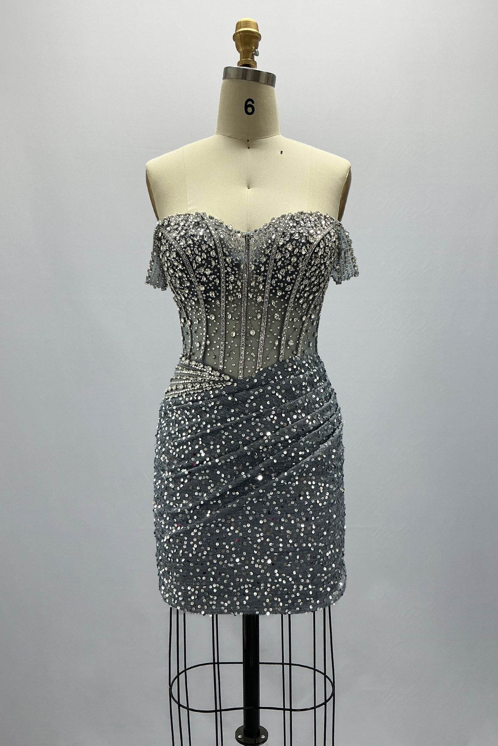 Sheath-Column Mini Sequined Homecoming Dress CS0996