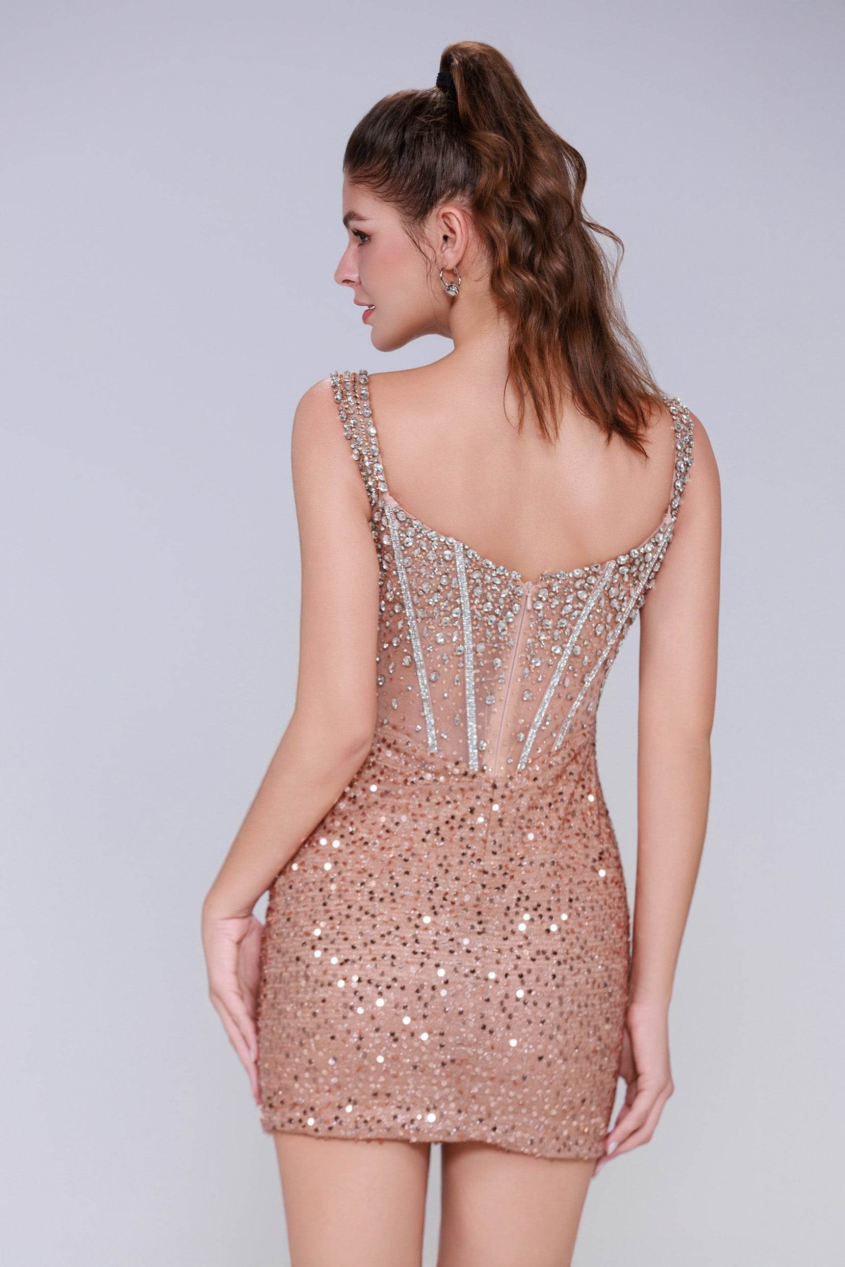 Sheath-Column Mini Sequined Homecoming Dress CS0996