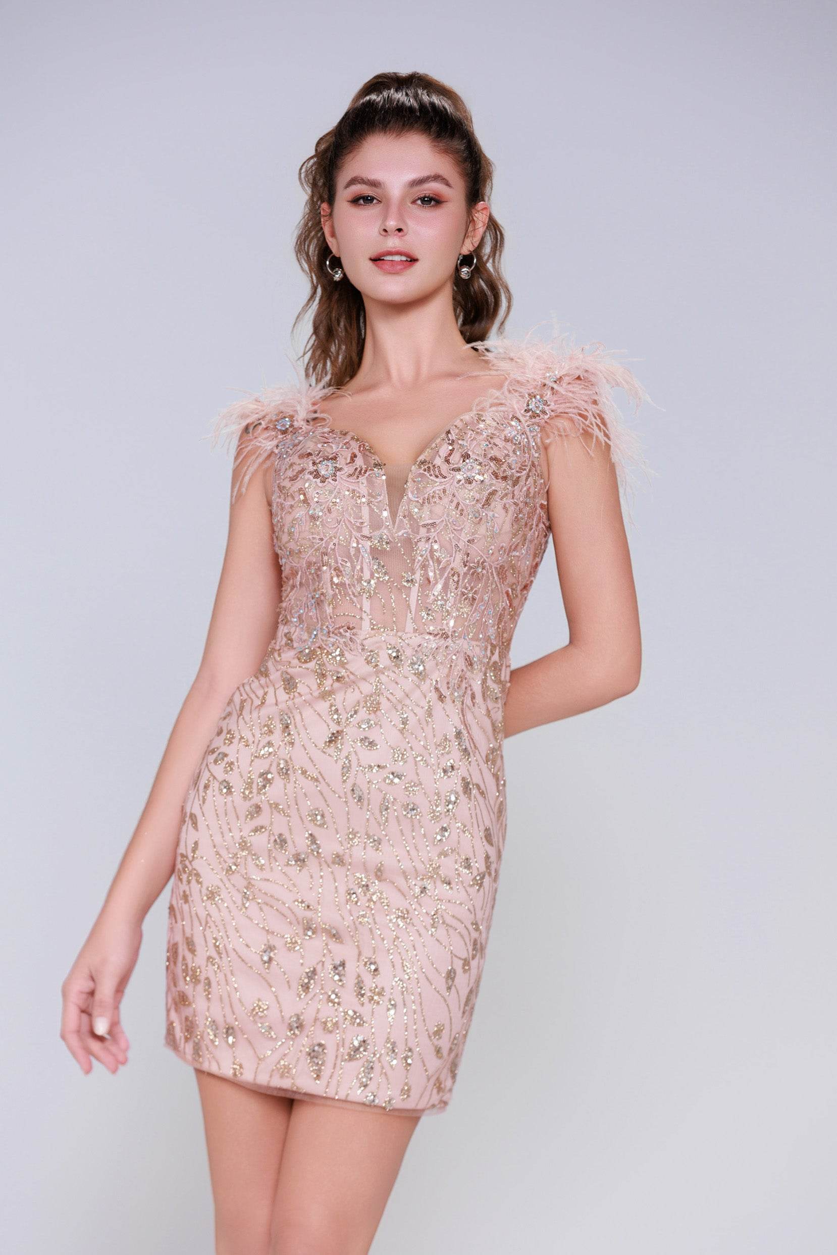 Sheath-Column Mini Sequined Homecoming Dress CS0997