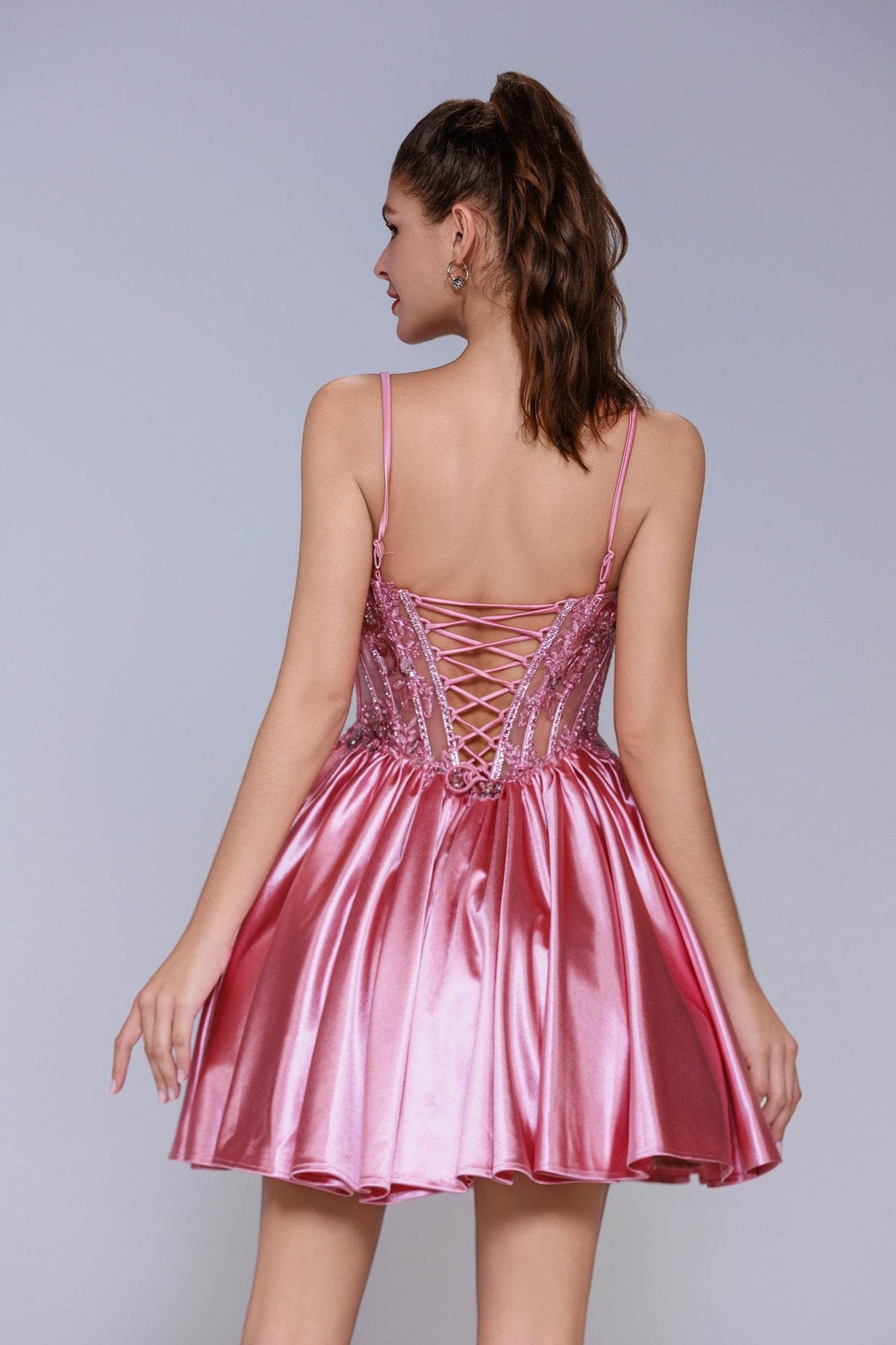 A-Line Mini Stretch Satin Homecoming Dress CS1007