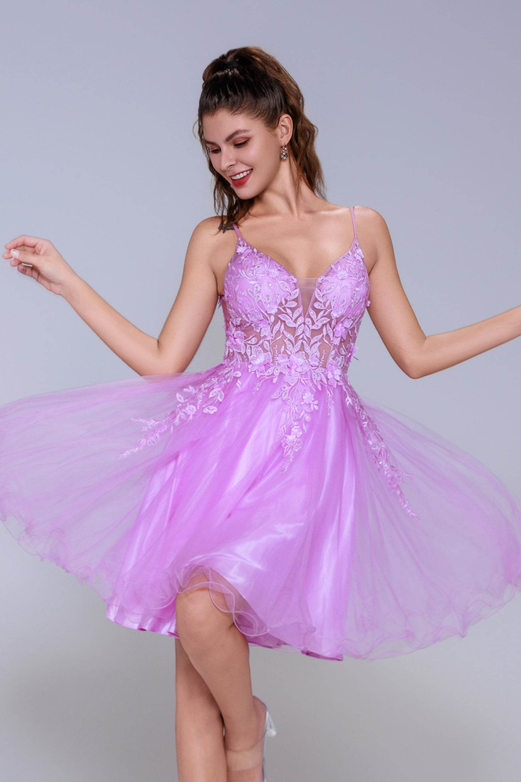 A-Line Mini Tulle Homecoming Dress CS1009