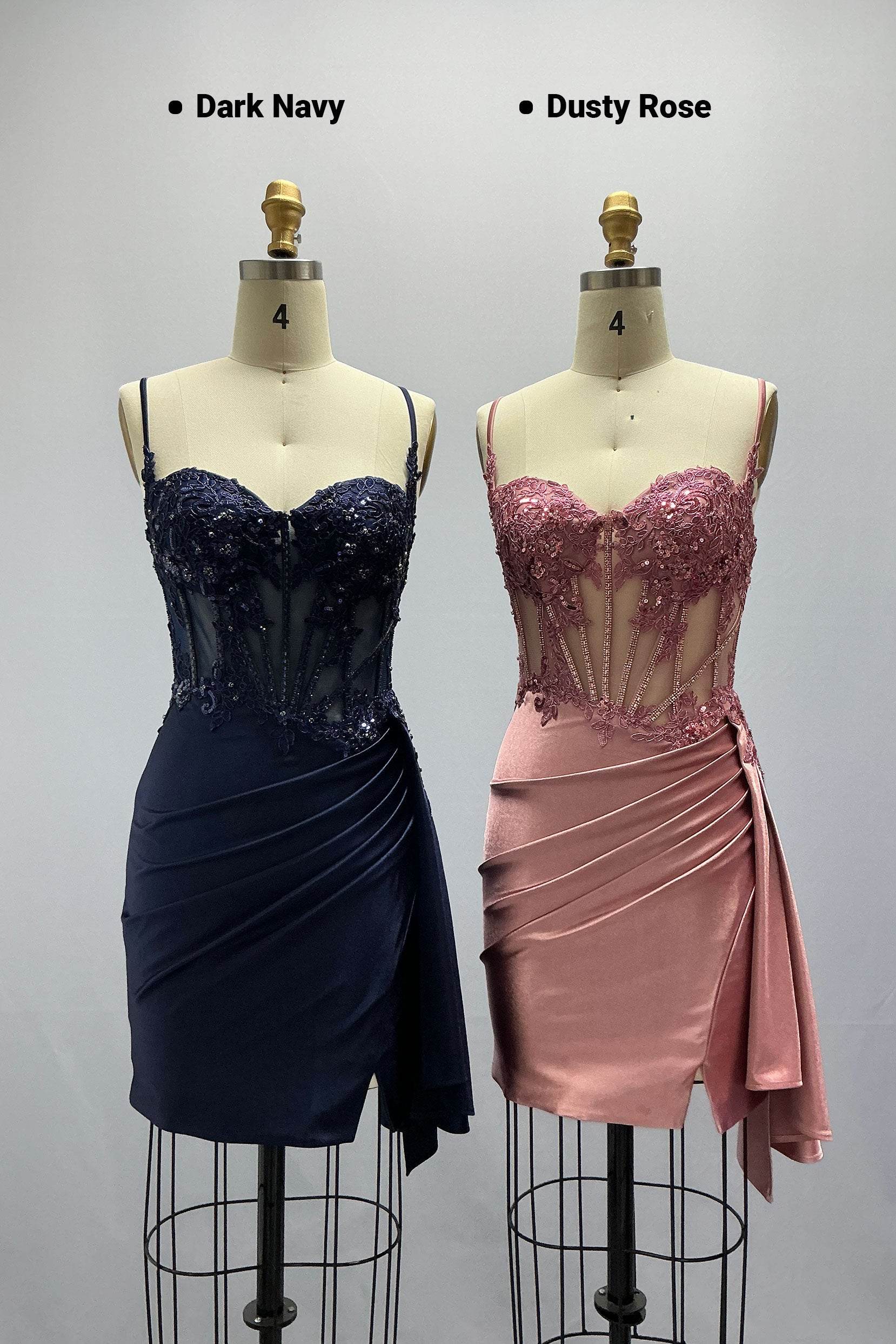 Sheath-Column Mini Stretch Satin Homecoming Dress CS1012