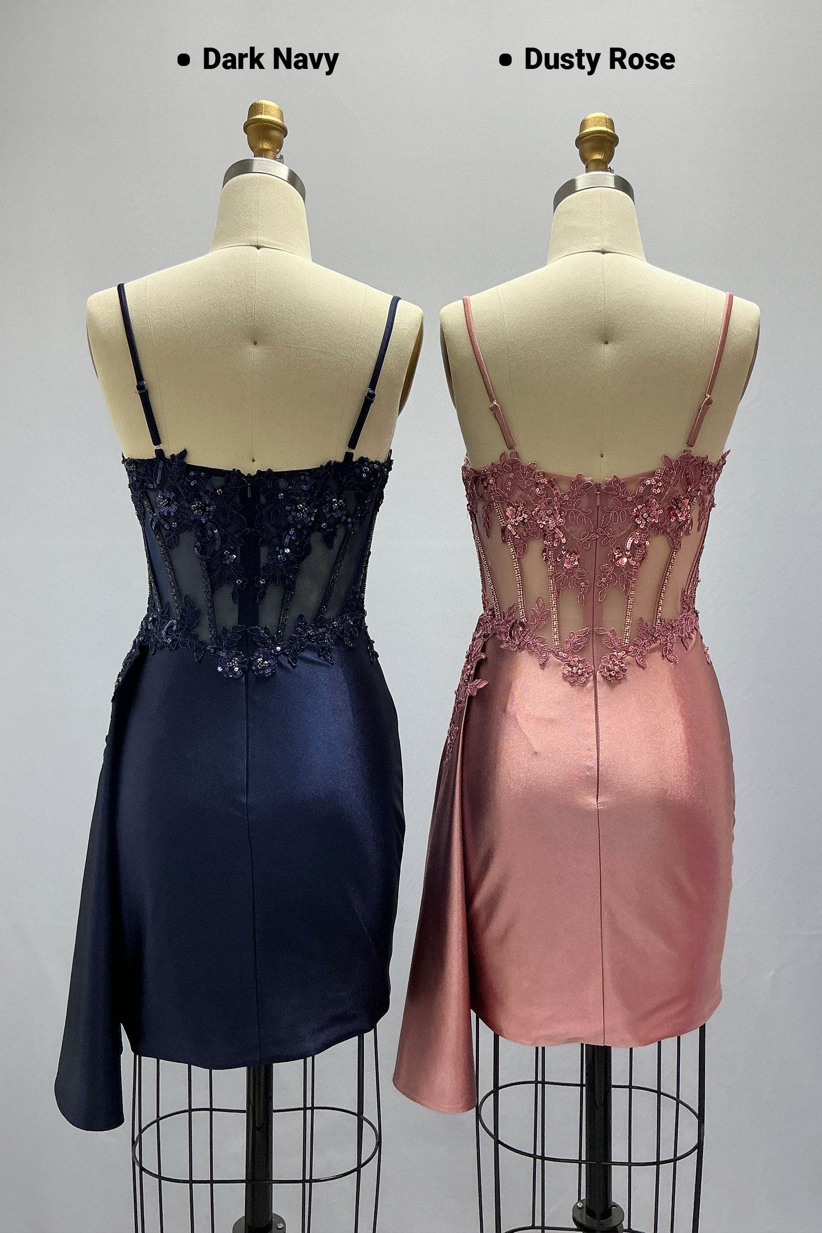 Sheath-Column Mini Stretch Satin Homecoming Dress CS1012